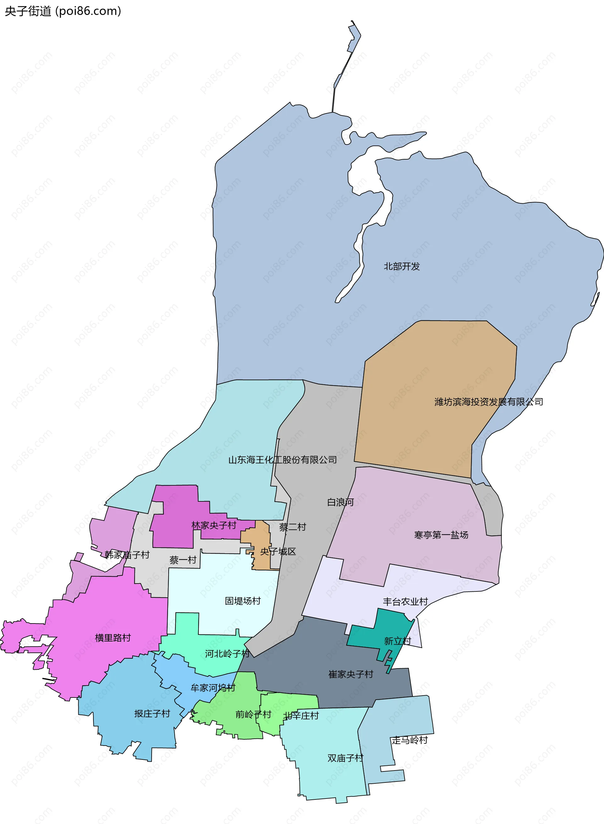 央子街道边界地图(五级行政区划)