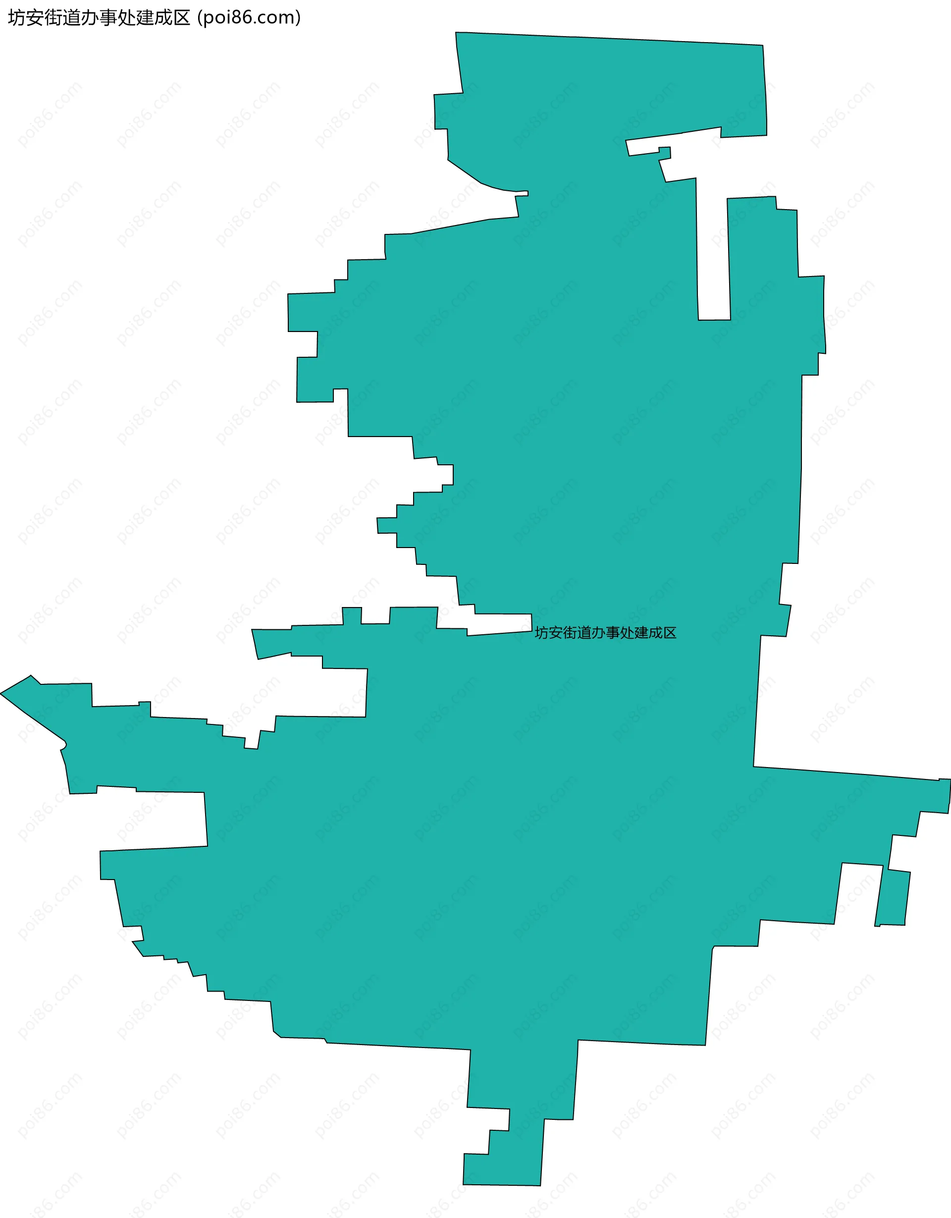 坊安街道办事处建成区边界地图