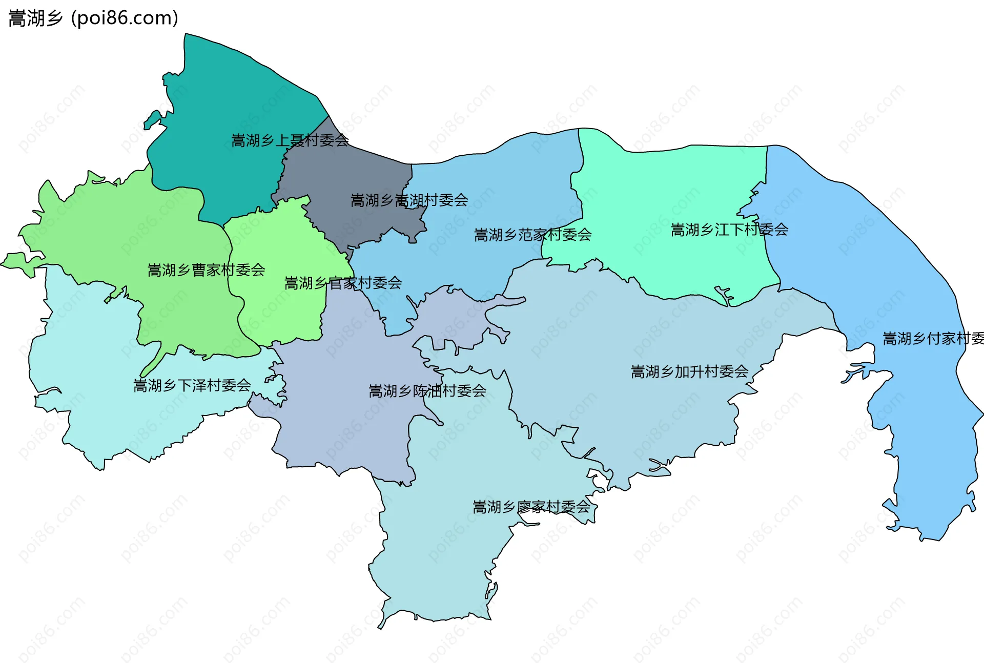 嵩湖乡边界地图(五级行政区划)