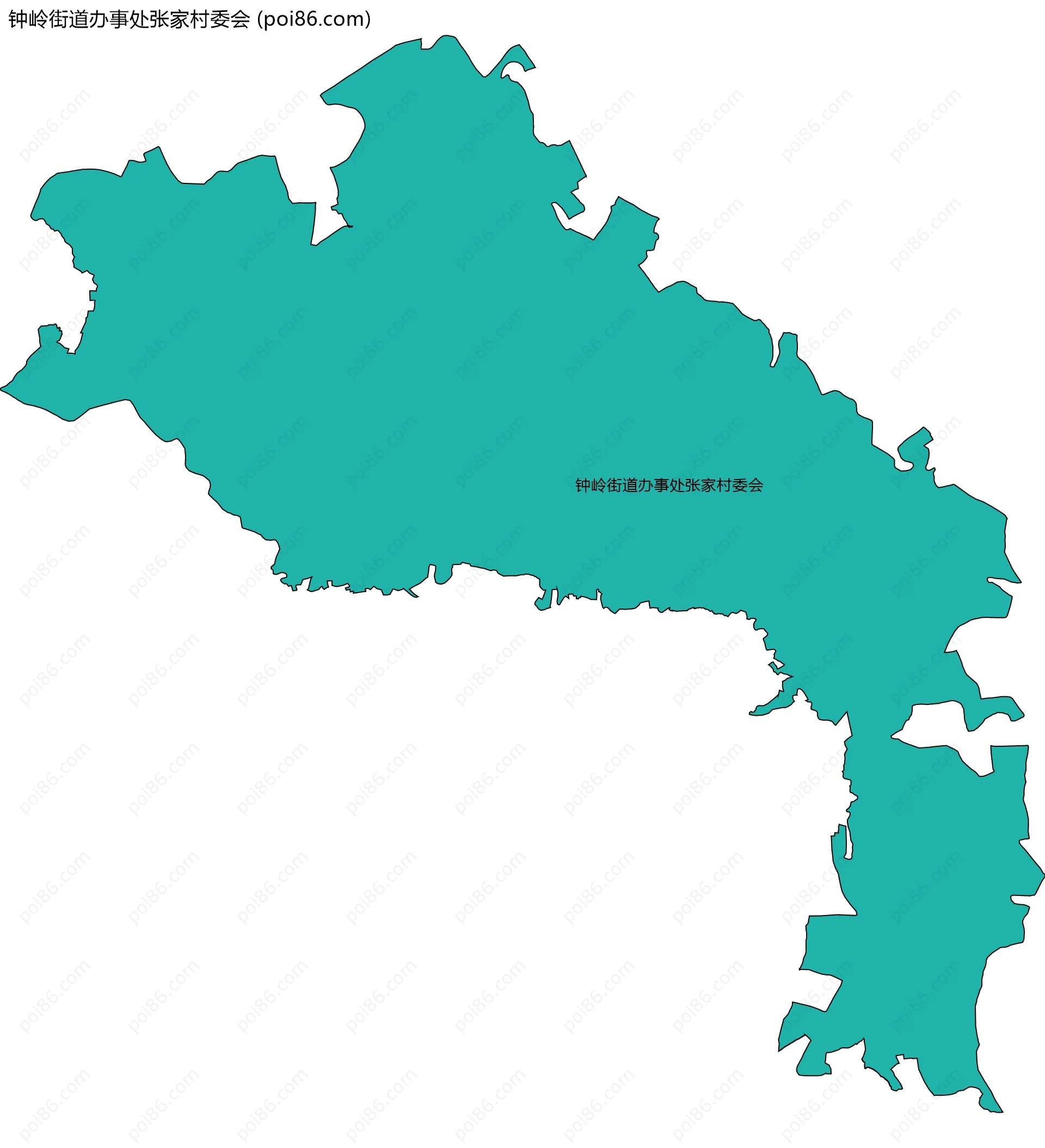钟岭街道办事处张家村委会边界地图
