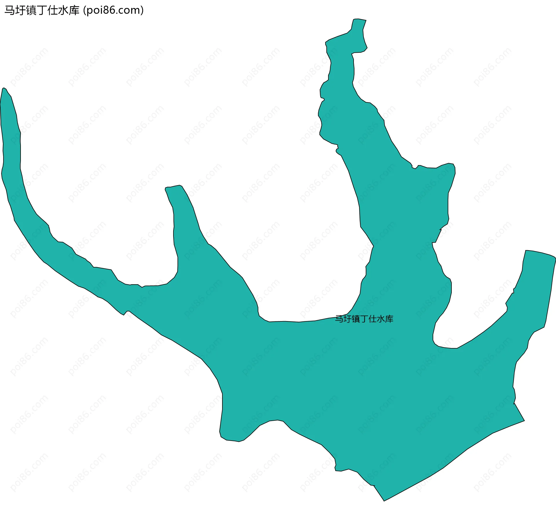 马圩镇丁仕水库边界地图