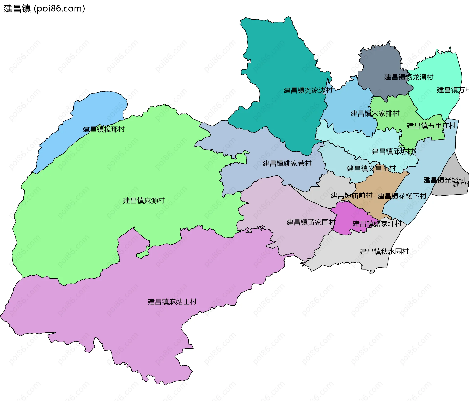 建昌镇边界地图(五级行政区划)