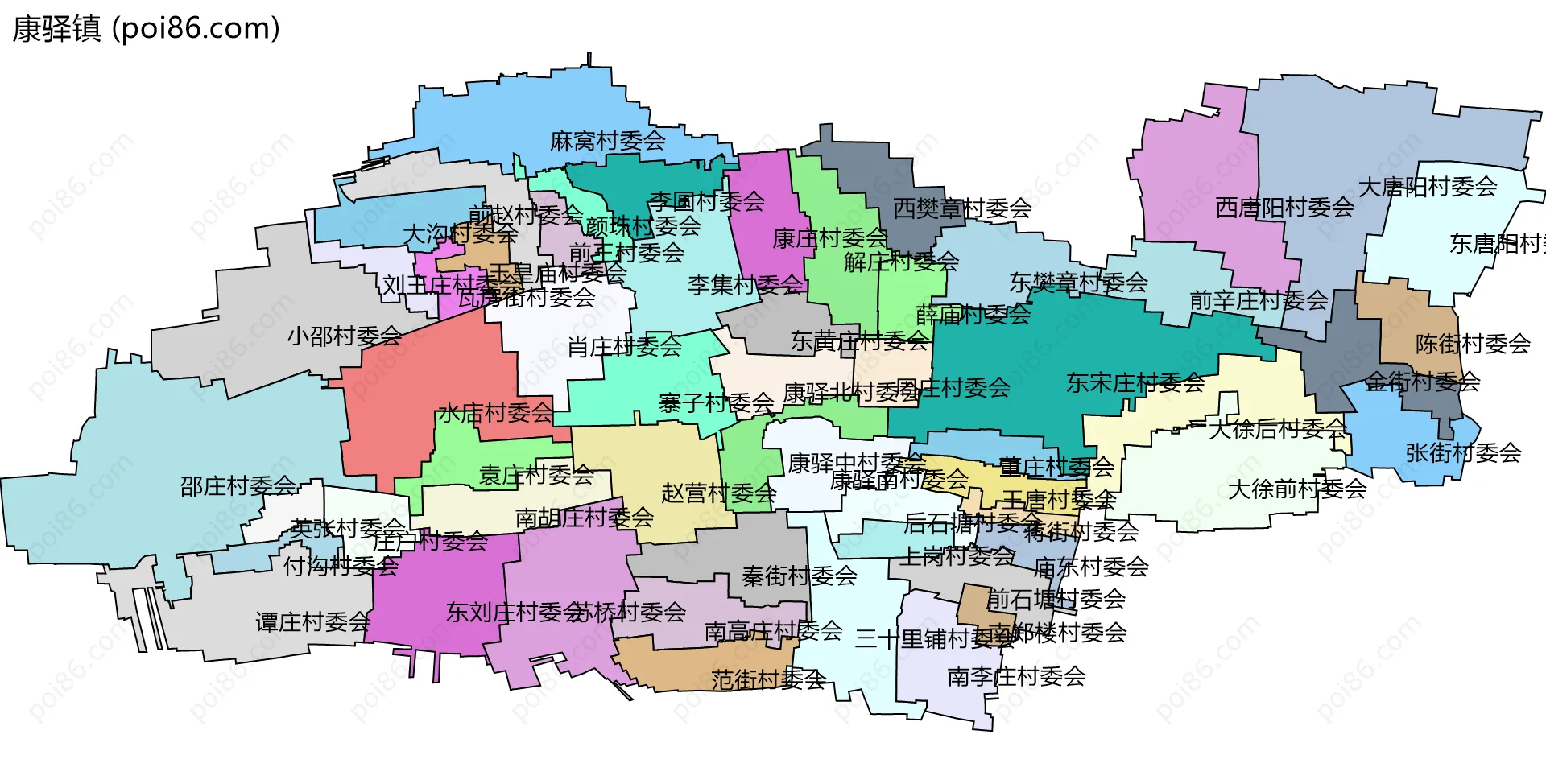 康驿镇边界地图(五级行政区划)