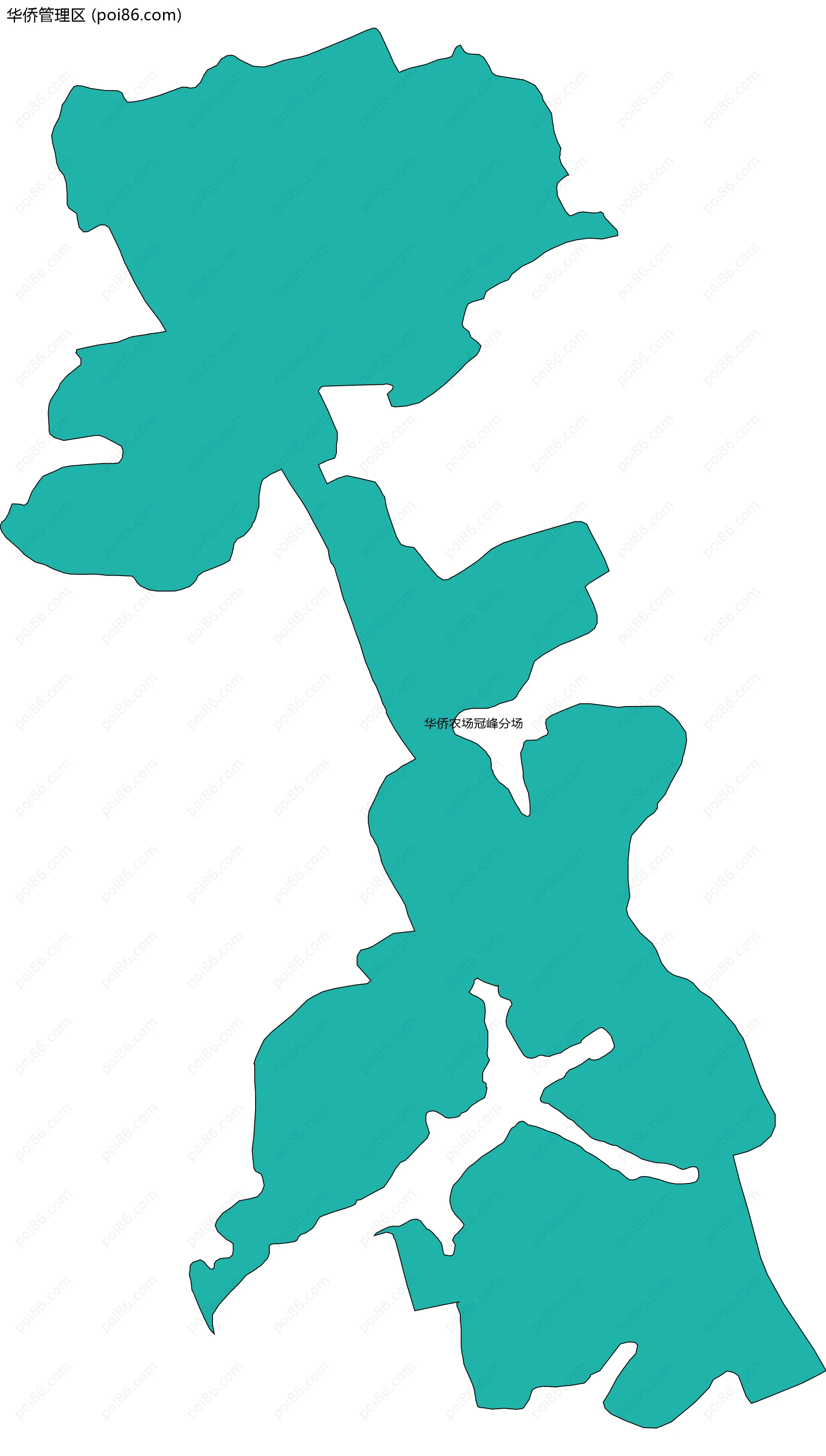 华侨管理区边界地图(五级行政区划)