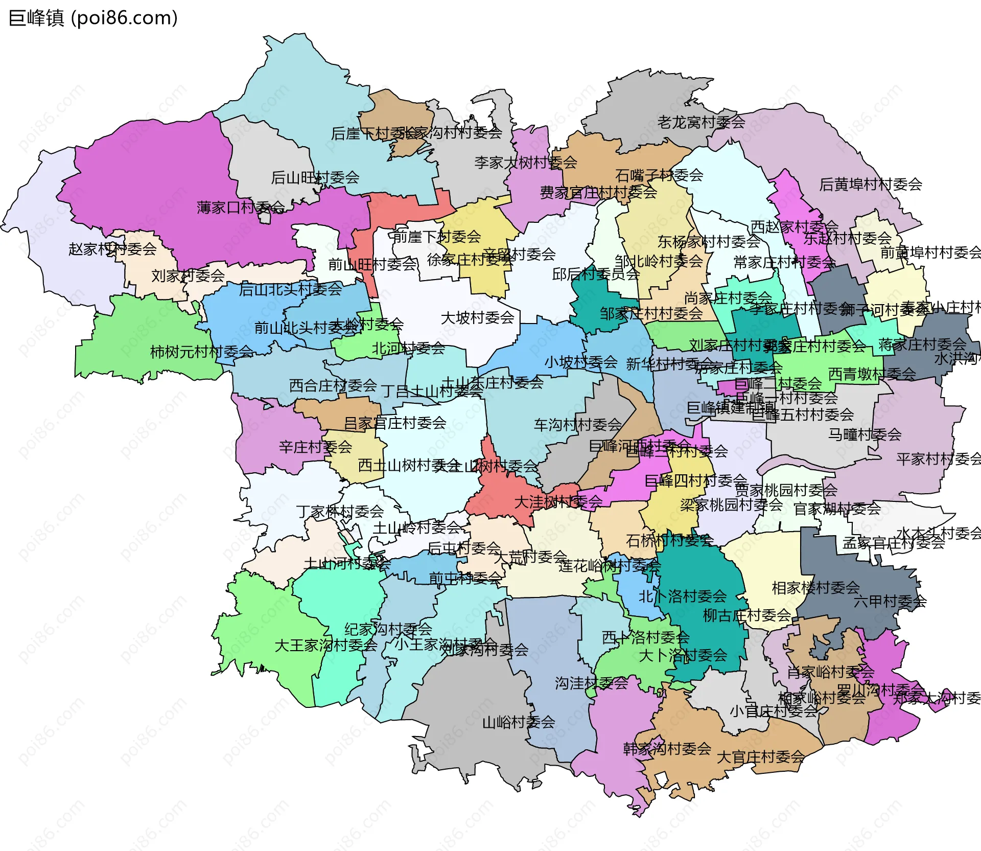 巨峰镇边界地图(五级行政区划)