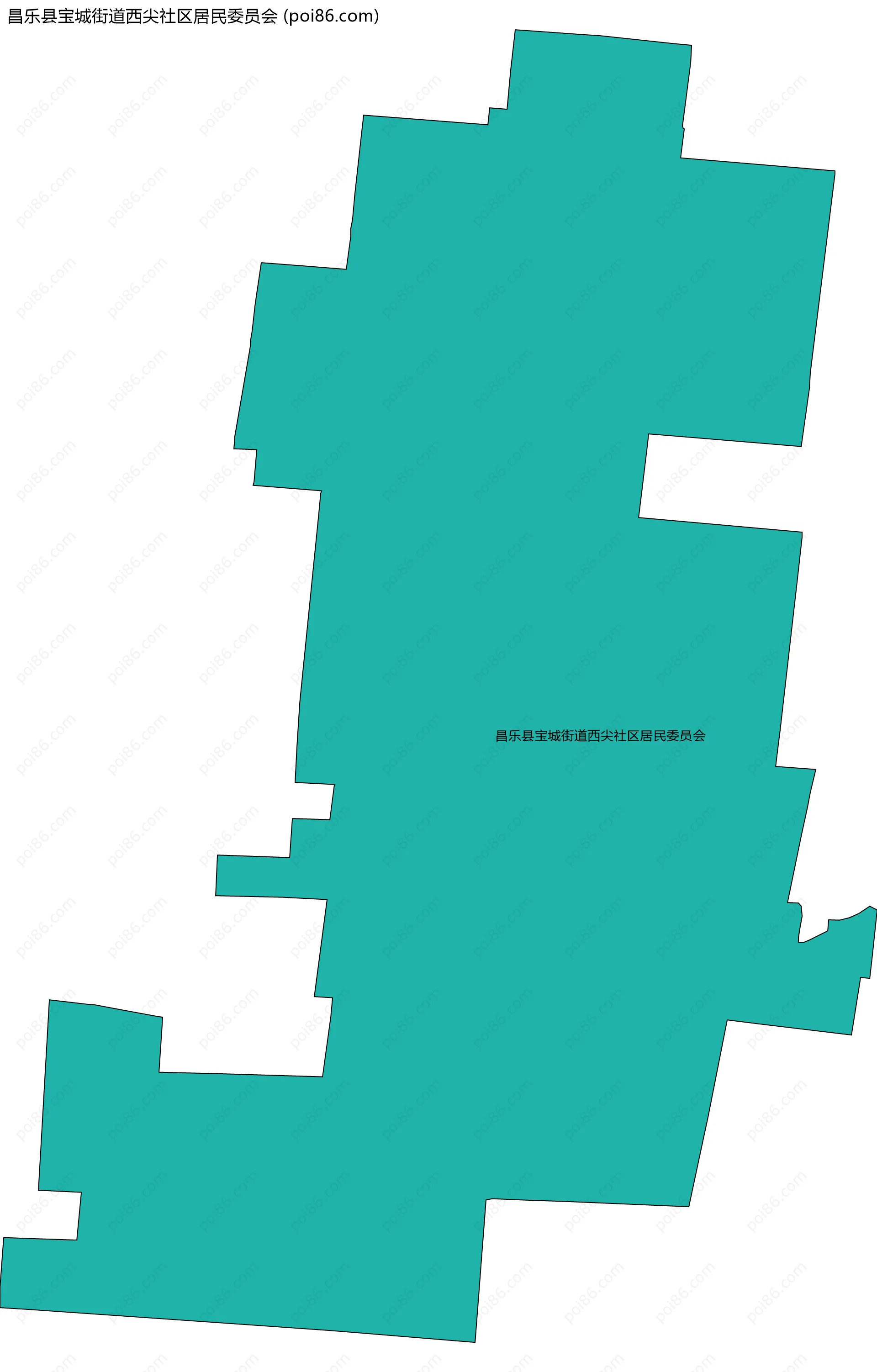 昌乐县宝城街道西尖社区居民委员会边界地图