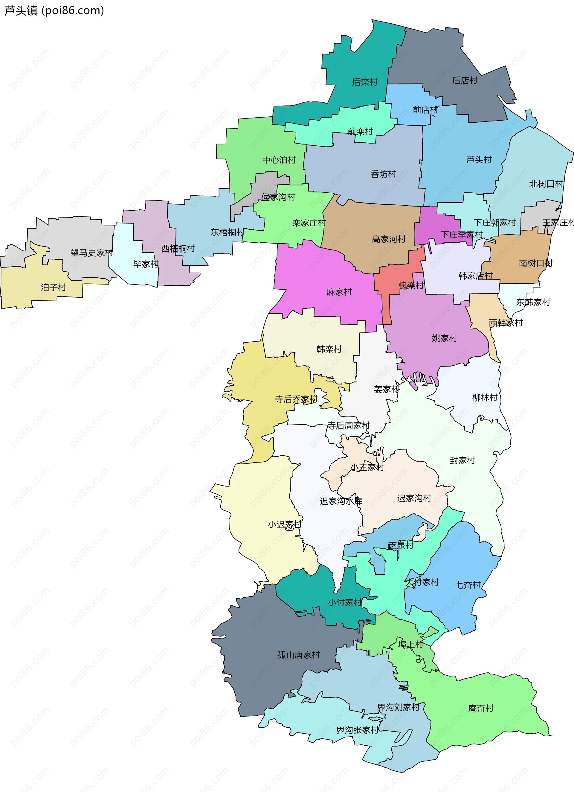 芦头镇边界地图(五级行政区划)