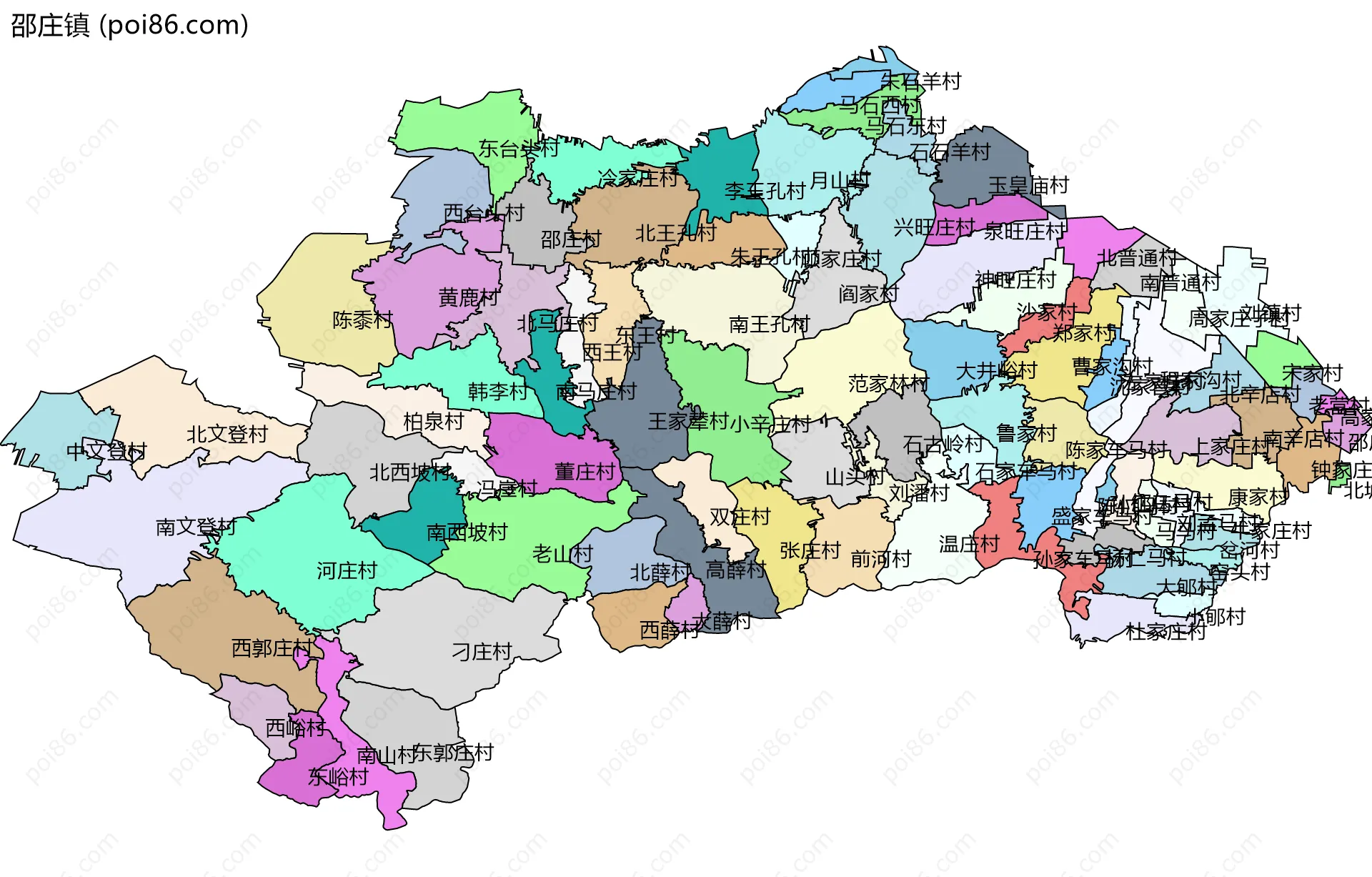 邵庄镇边界地图(五级行政区划)