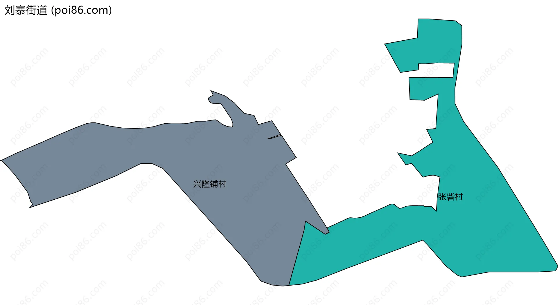 刘寨街道边界地图(五级行政区划)