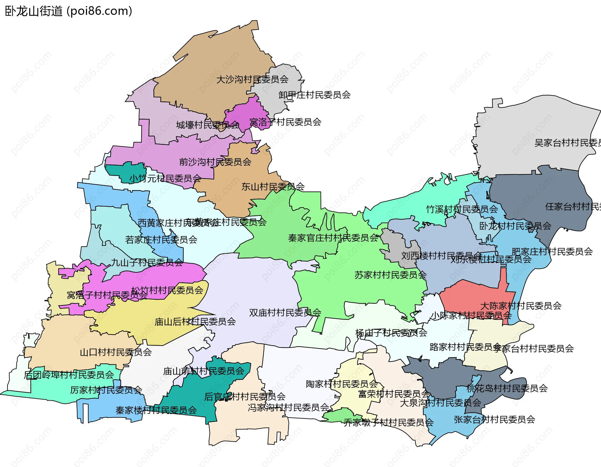 卧龙山街道边界地图(五级行政区划)