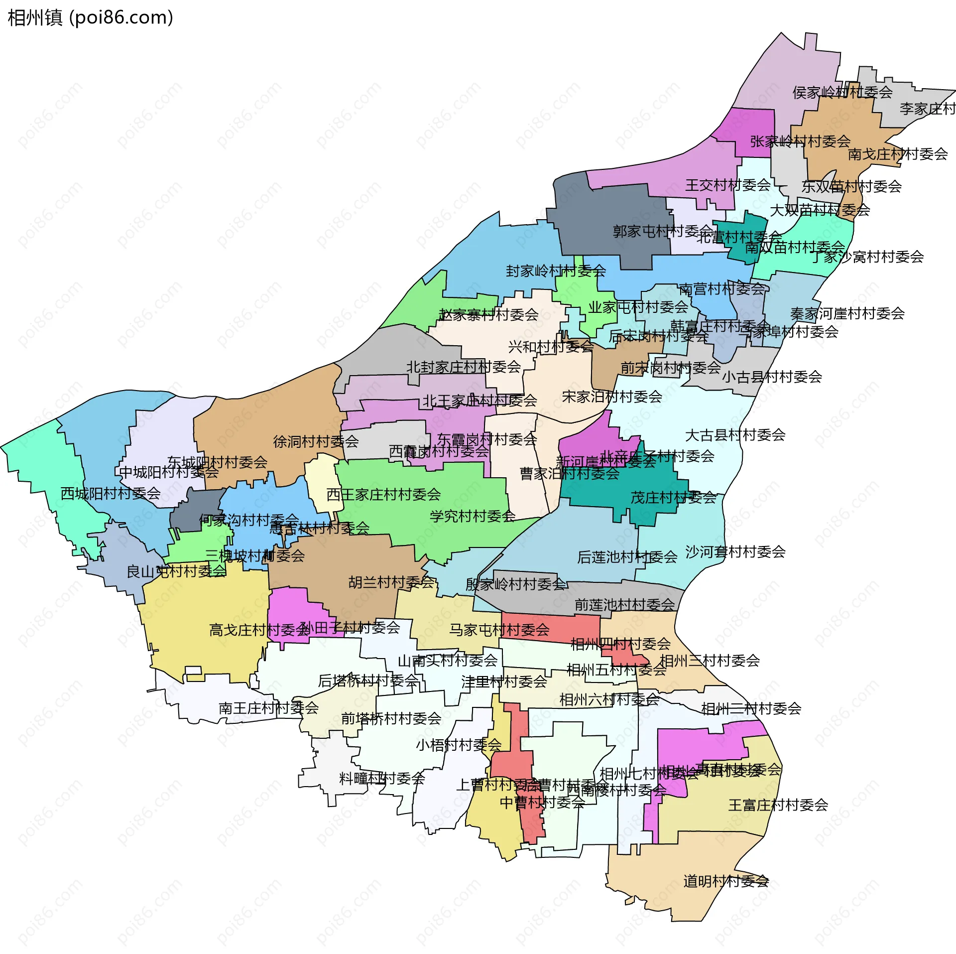 相州镇边界地图(五级行政区划)