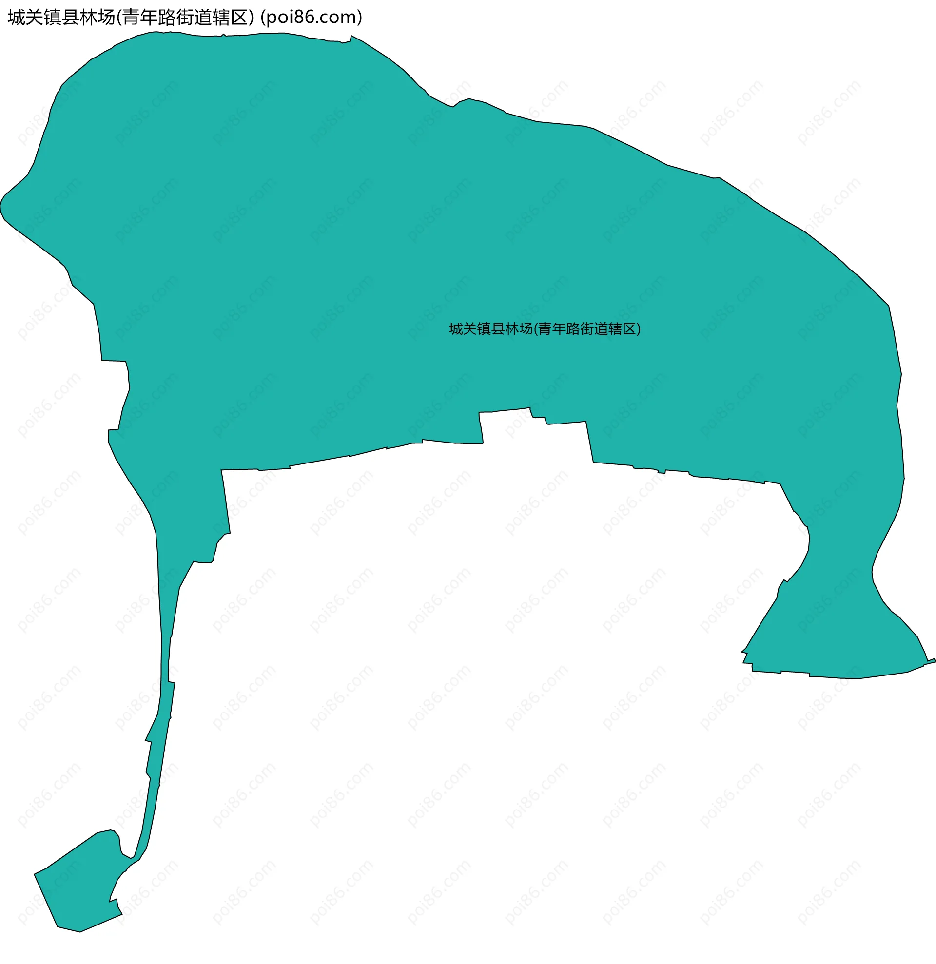 城关镇县林场(青年路街道辖区)边界地图