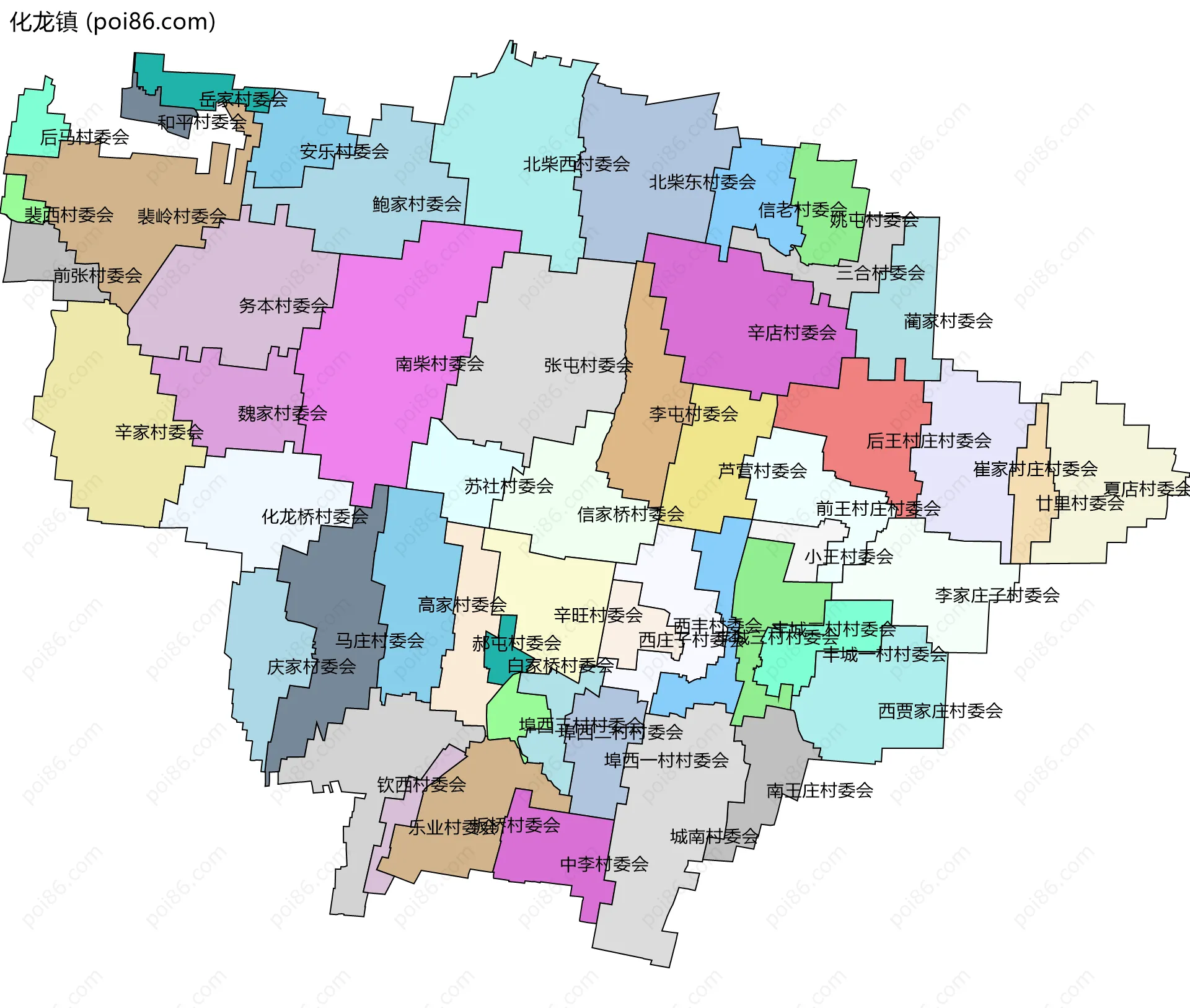 化龙镇边界地图(五级行政区划)