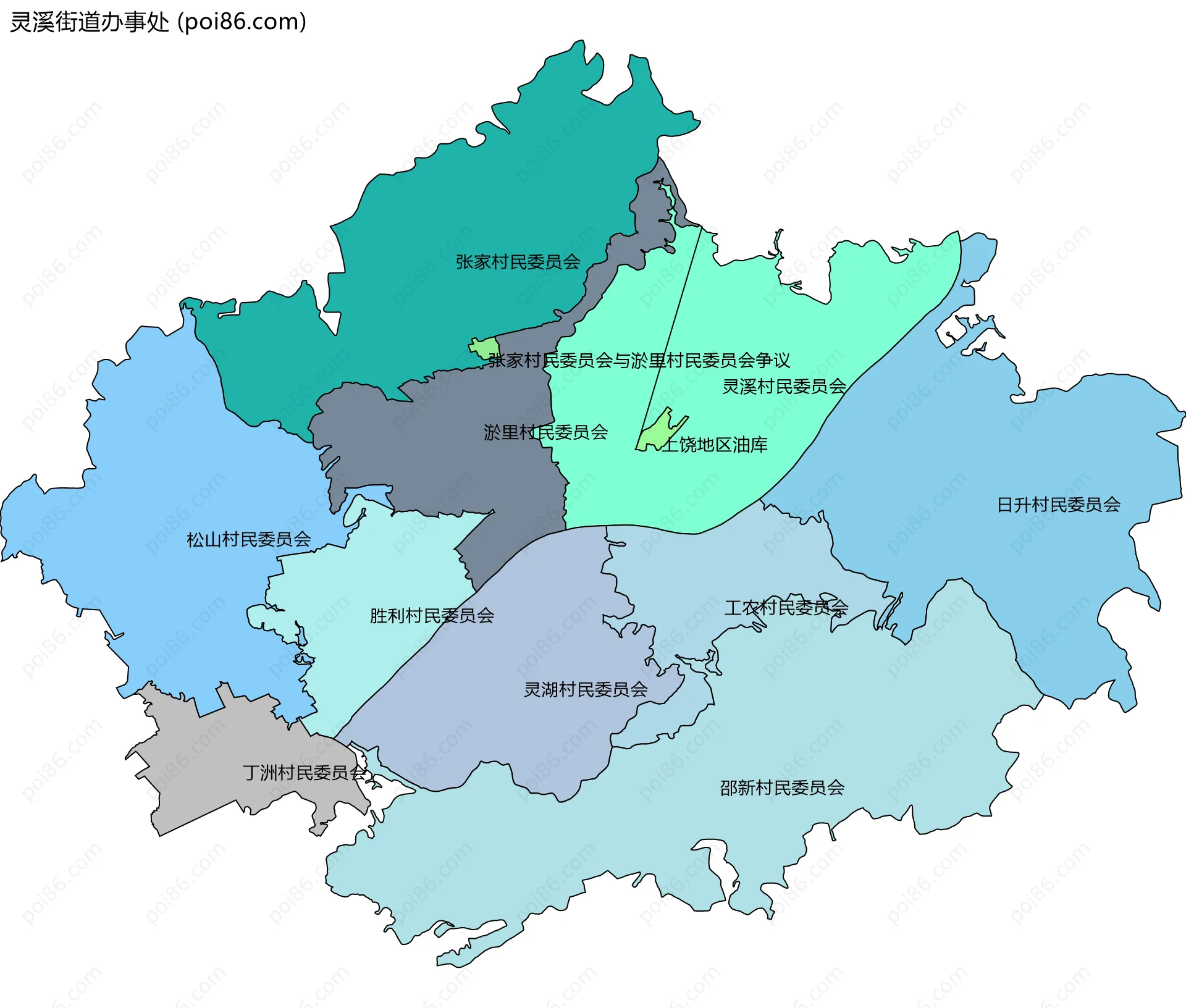 灵溪街道办事处边界地图(五级行政区划)