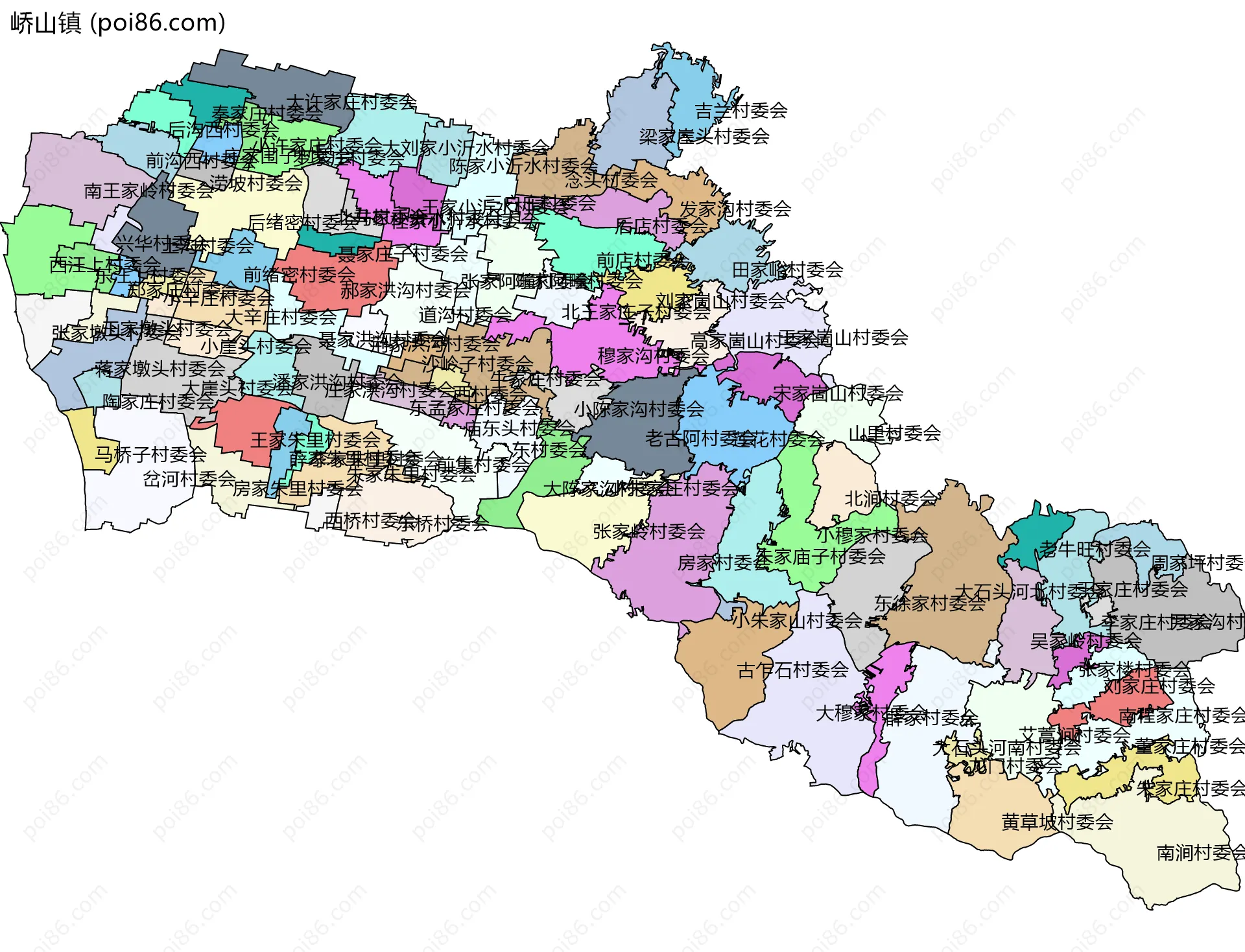 峤山镇边界地图(五级行政区划)