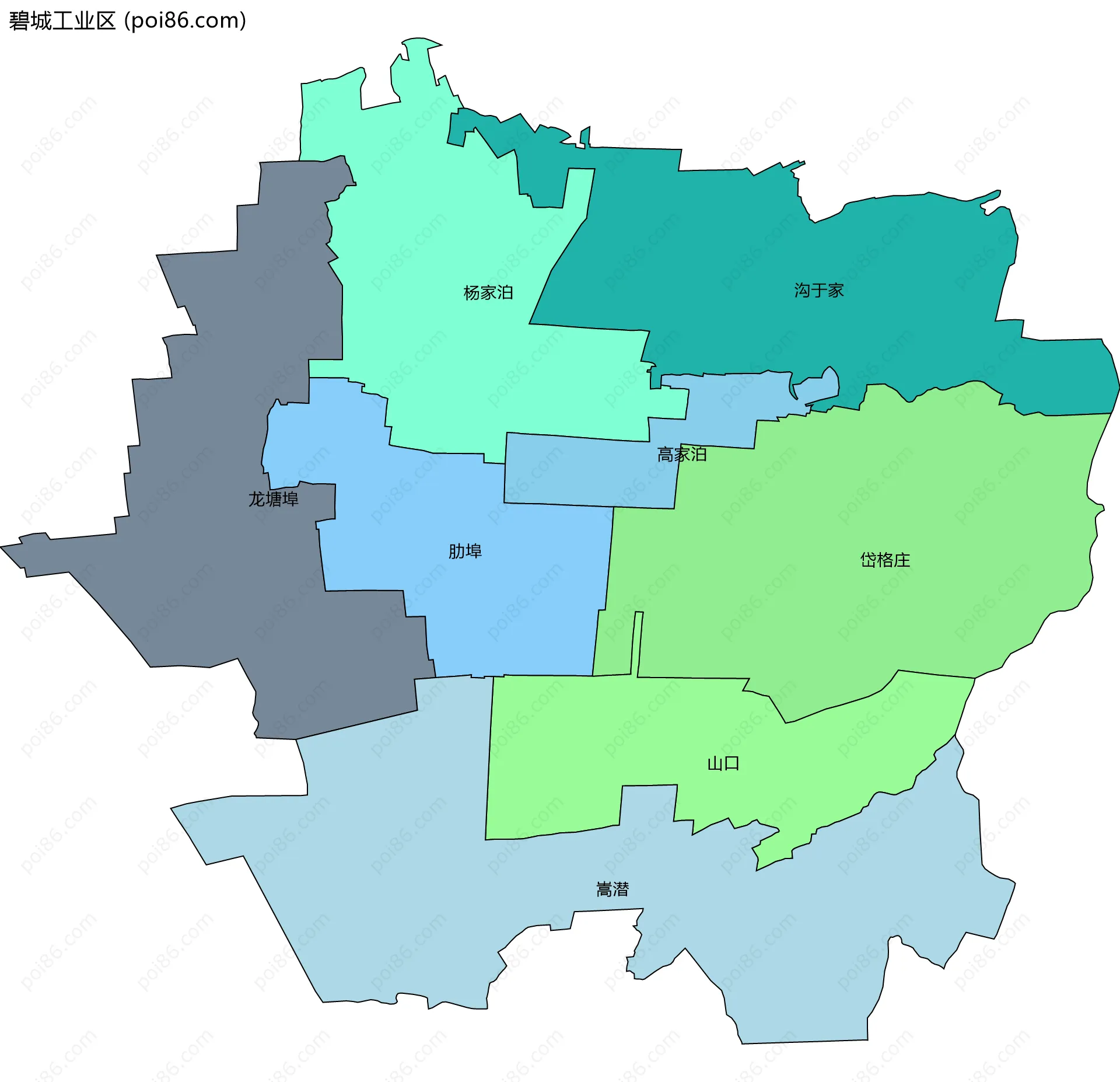 碧城工业区边界地图(五级行政区划)