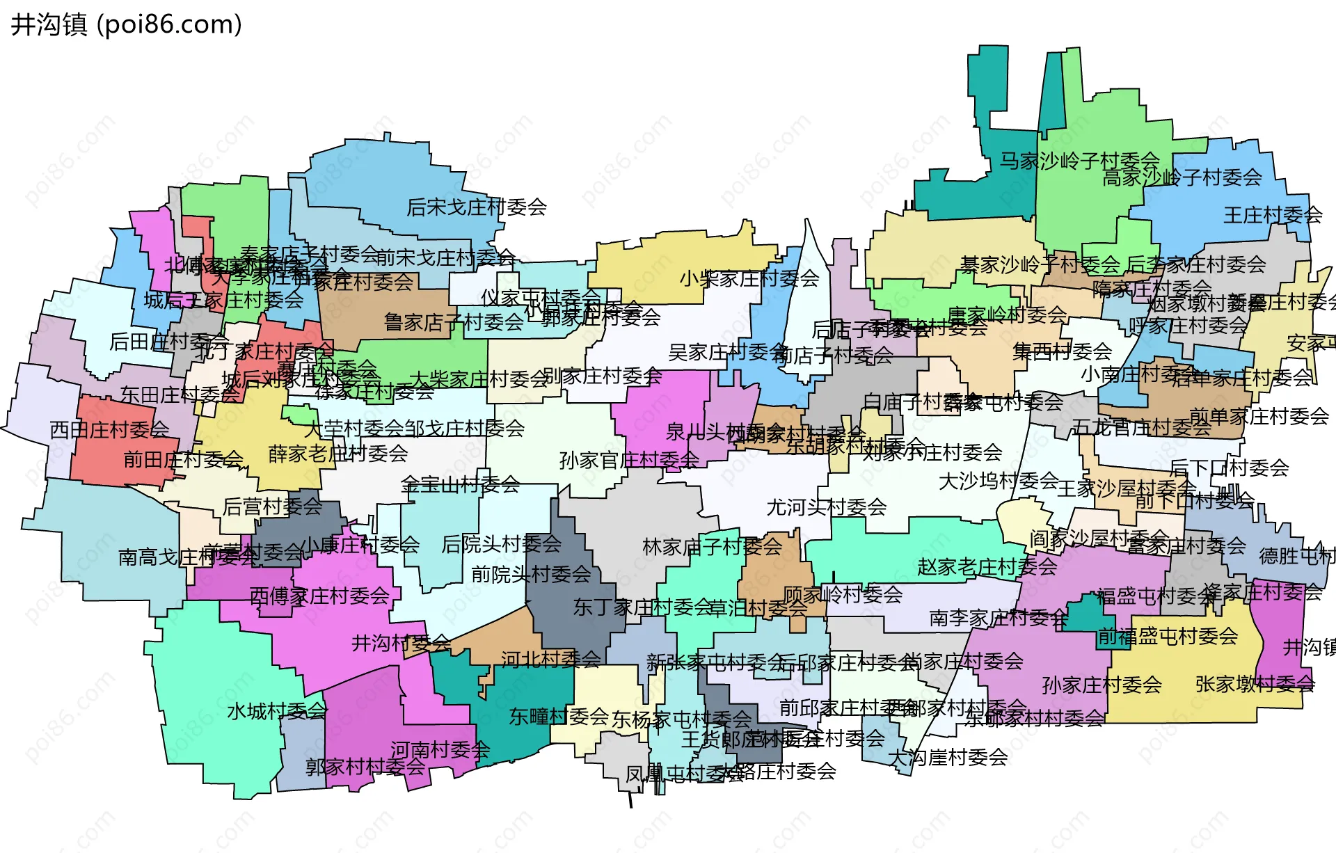 井沟镇边界地图(五级行政区划)