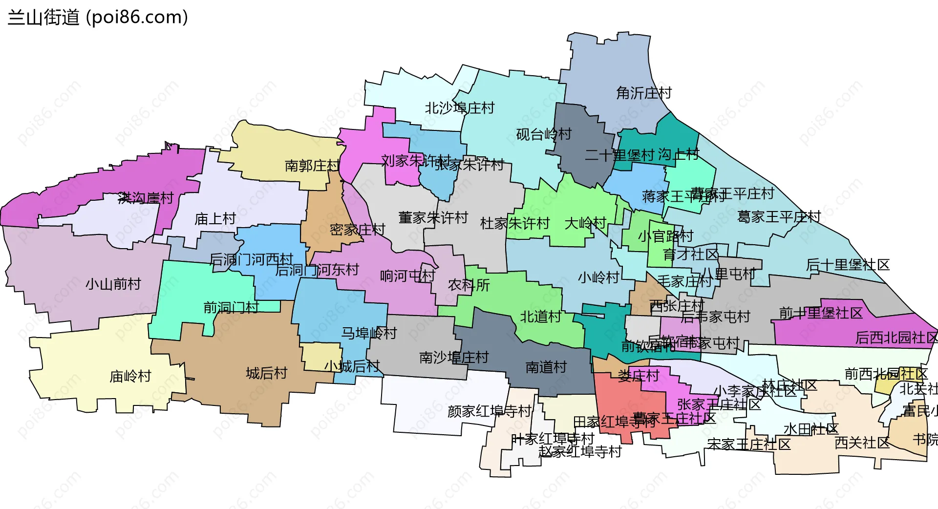 兰山街道边界地图(五级行政区划)