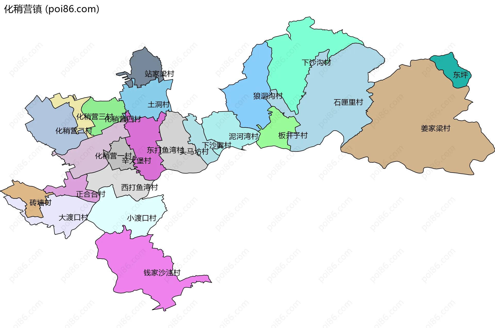 化稍营镇边界地图(五级行政区划)