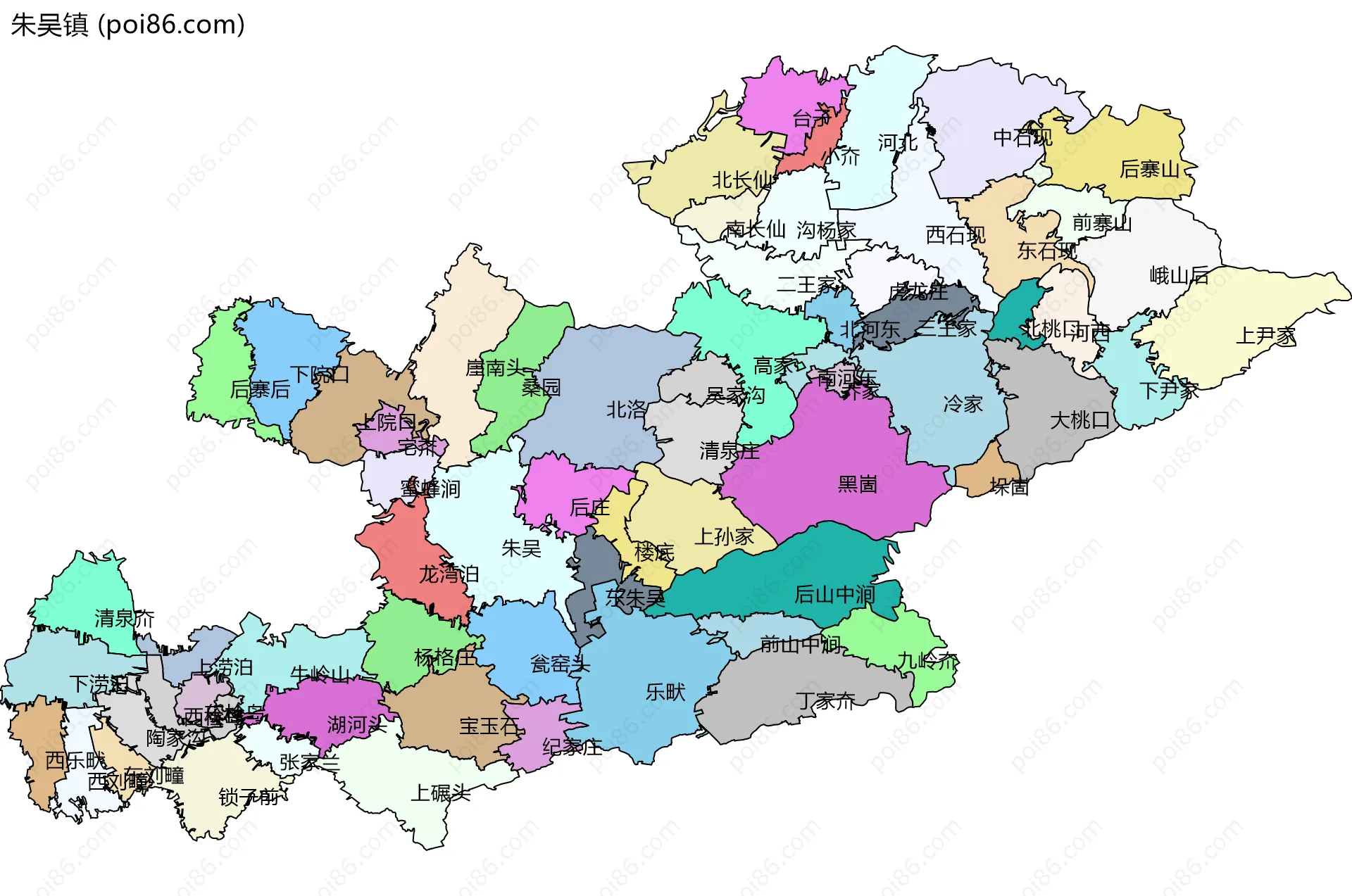 朱吴镇边界地图(五级行政区划)
