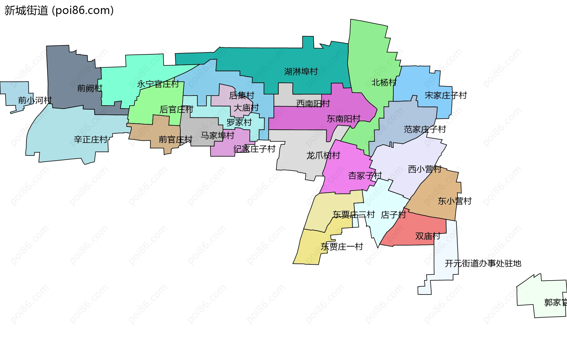 新城街道边界地图(五级行政区划)