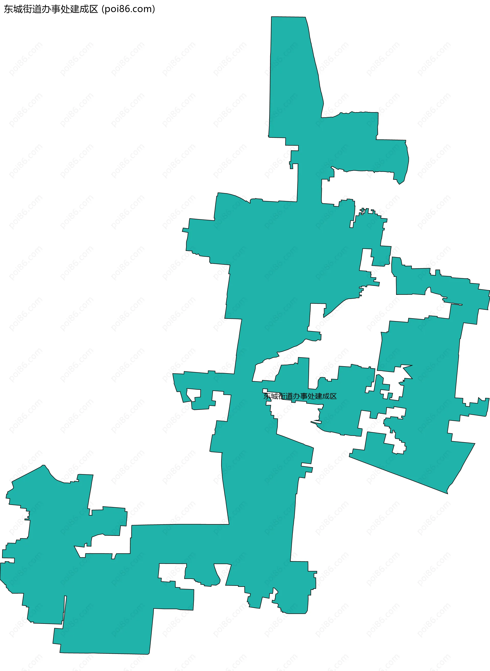 东城街道办事处建成区边界地图