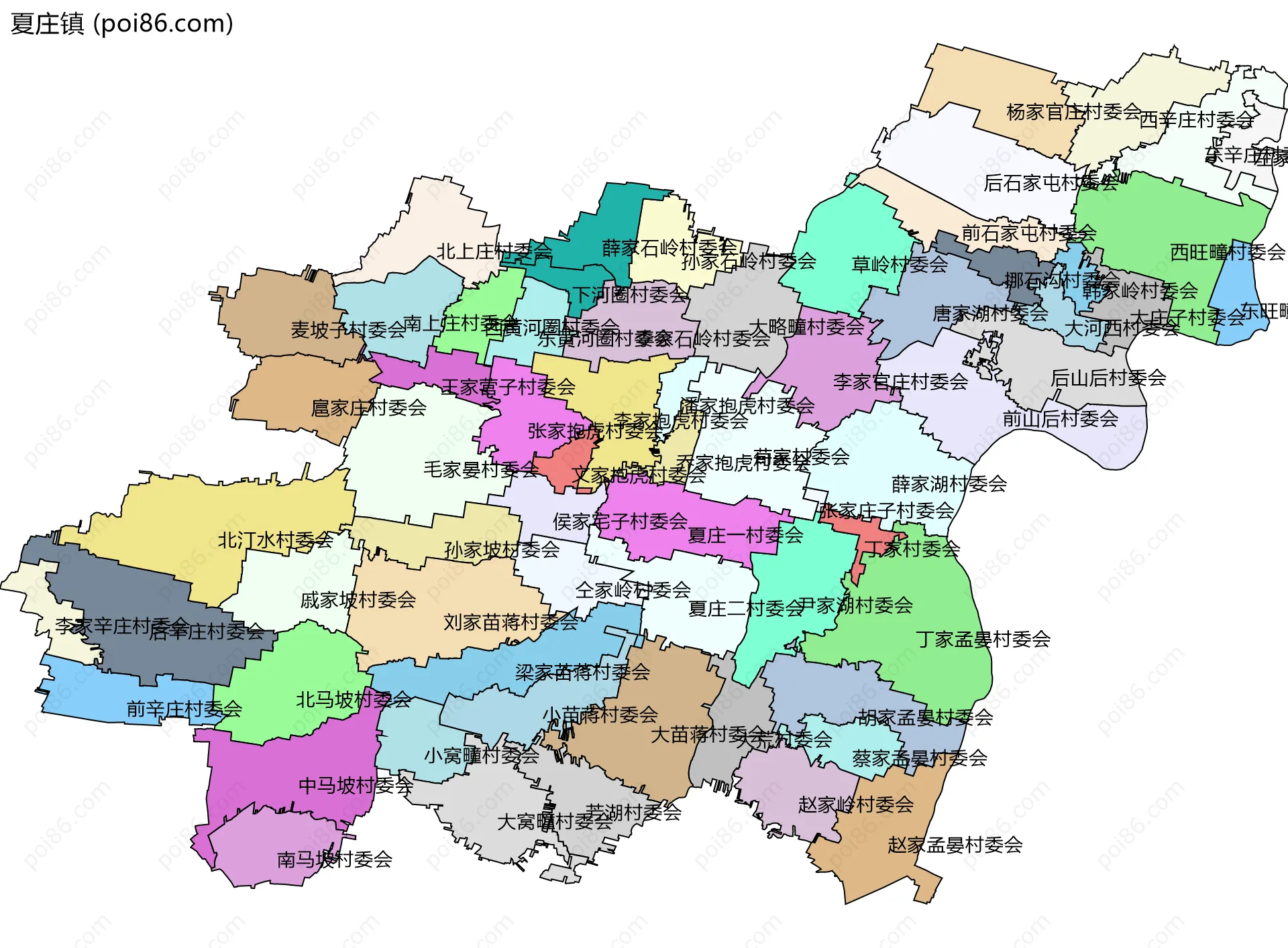 夏庄镇边界地图(五级行政区划)