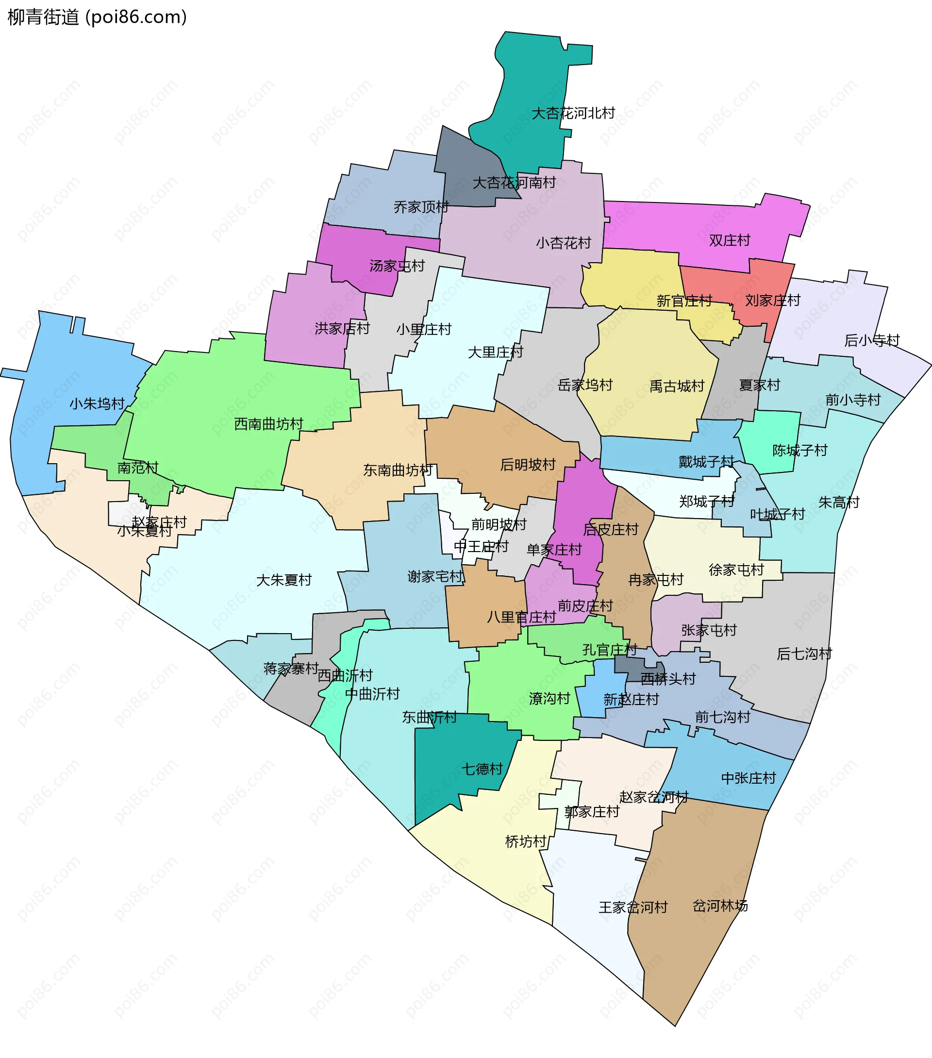 柳青街道边界地图(五级行政区划)