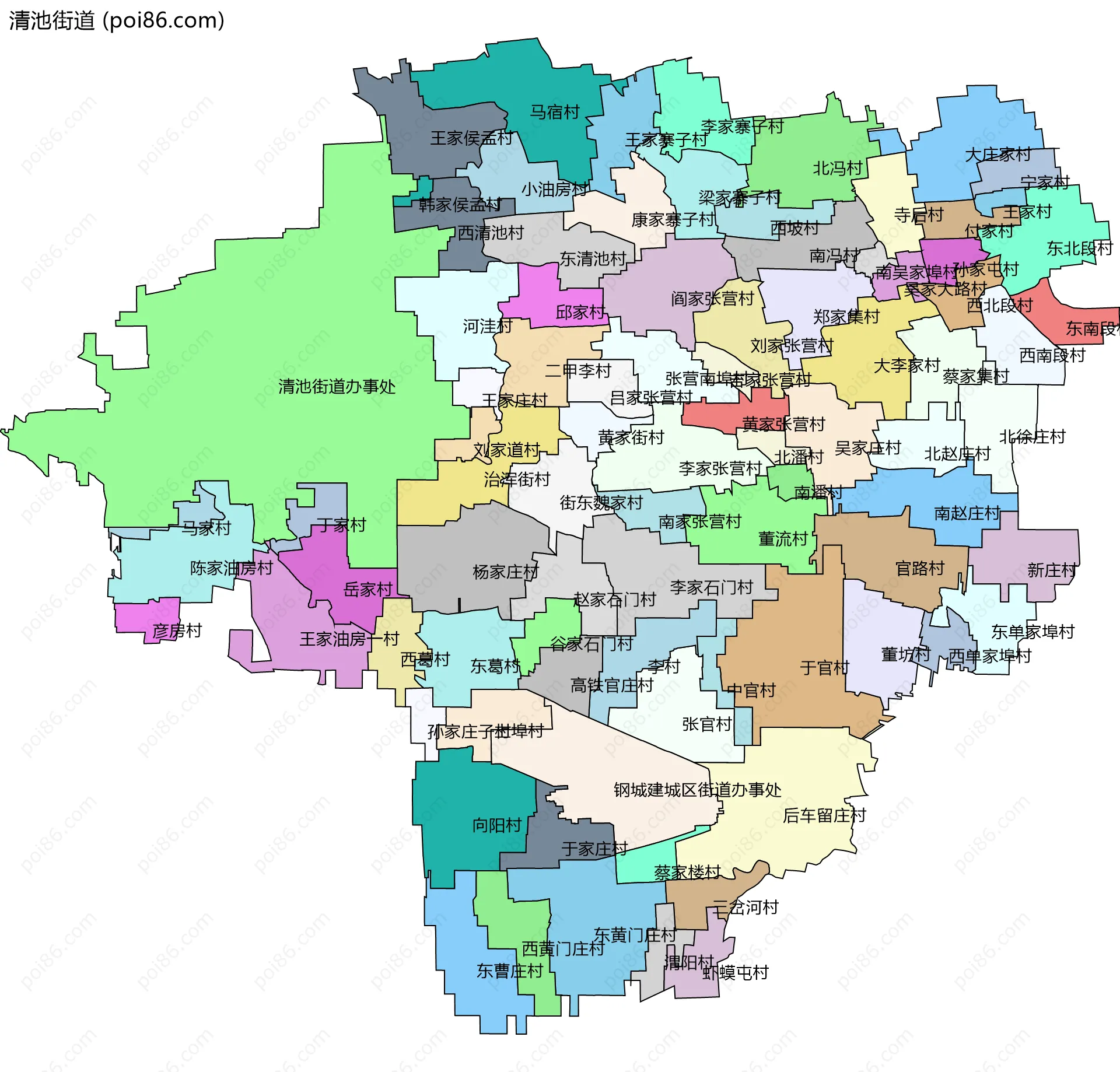 清池街道边界地图(五级行政区划)