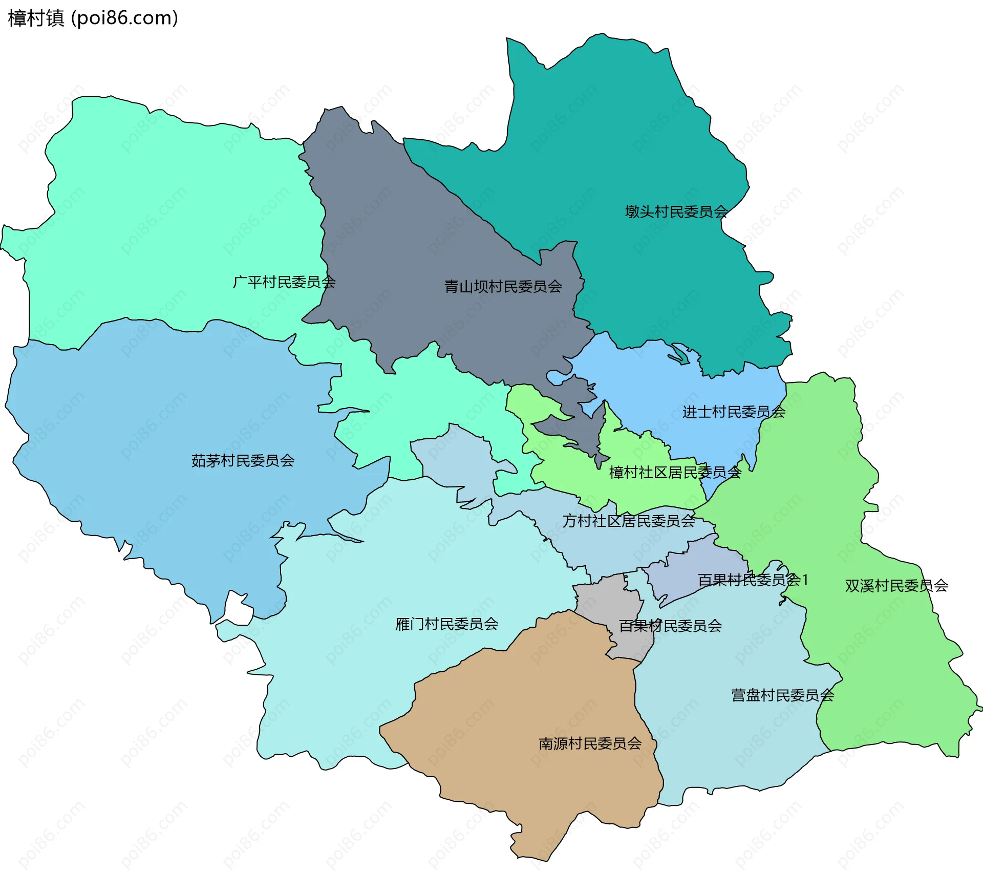 樟村镇边界地图(五级行政区划)