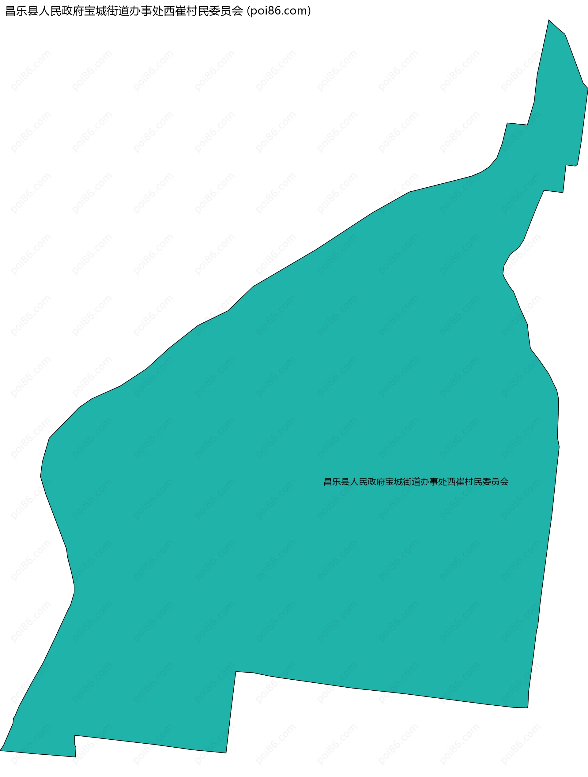 昌乐县人民政府宝城街道办事处西崔村民委员会边界地图