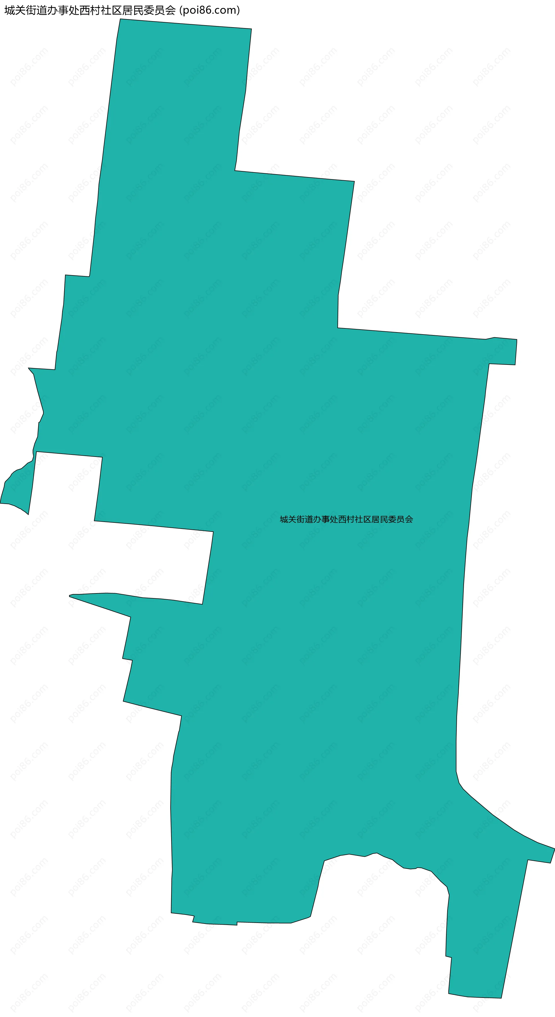 城关街道办事处西村社区居民委员会边界地图