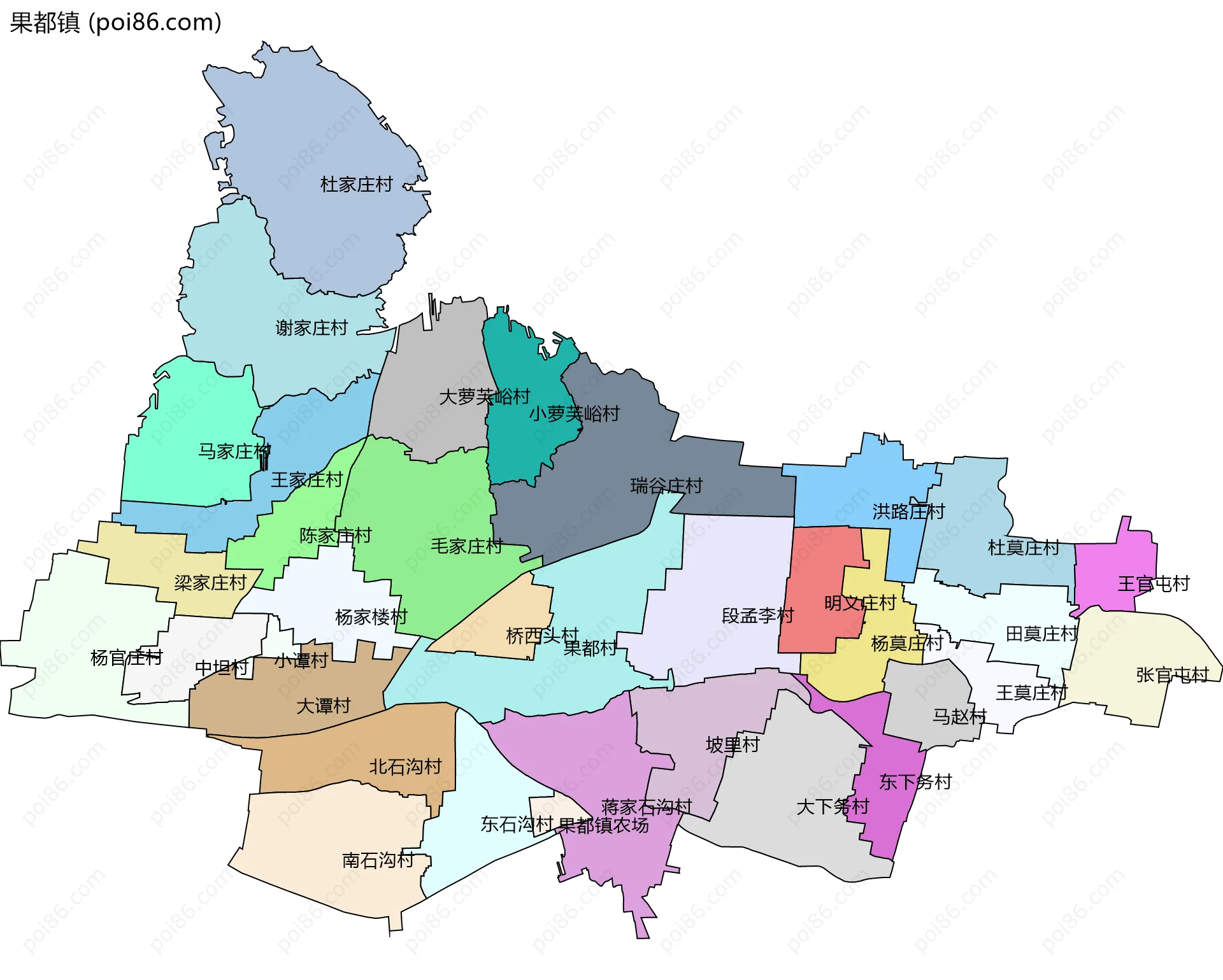 果都镇边界地图(五级行政区划)