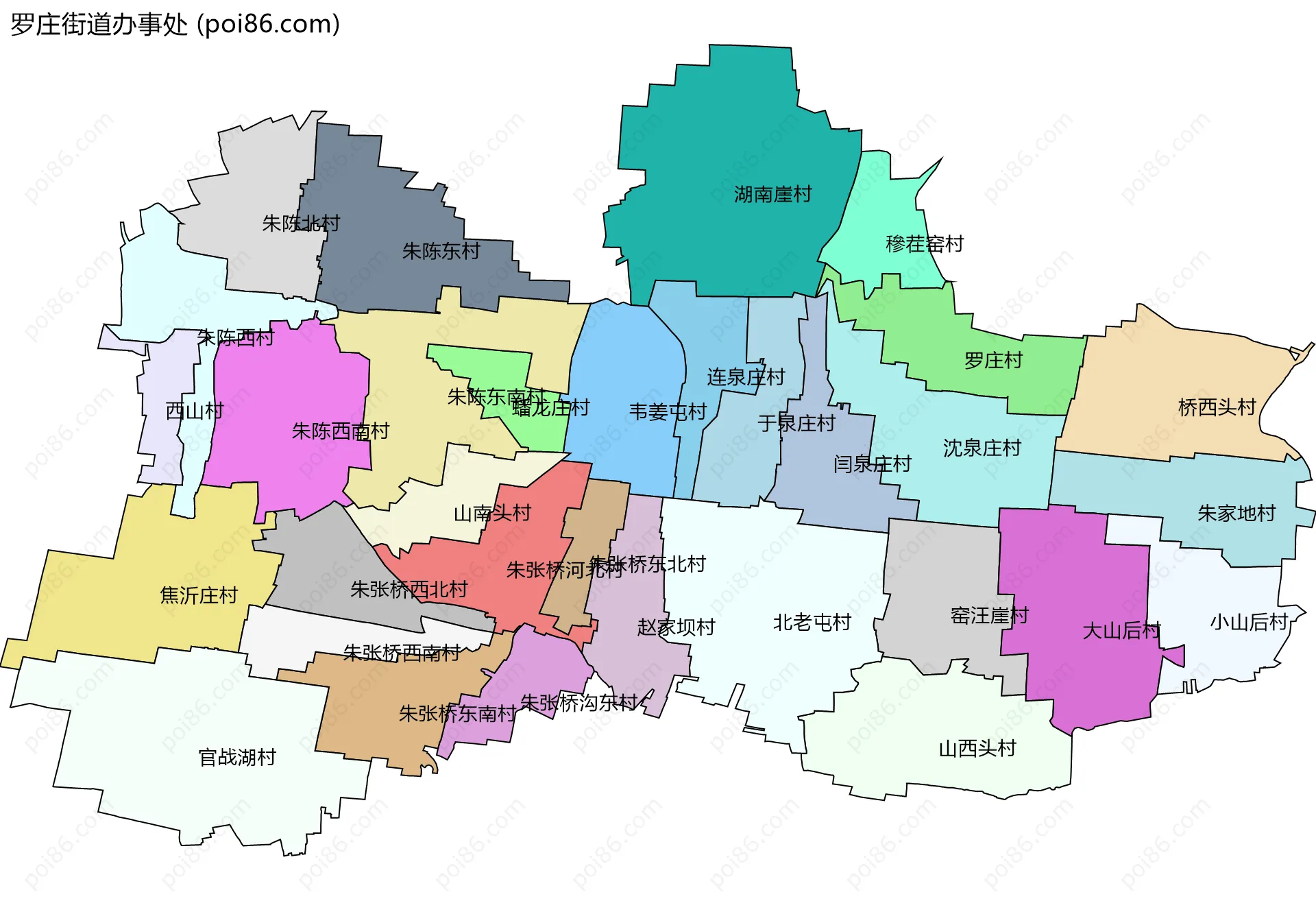 罗庄街道办事处边界地图(五级行政区划)
