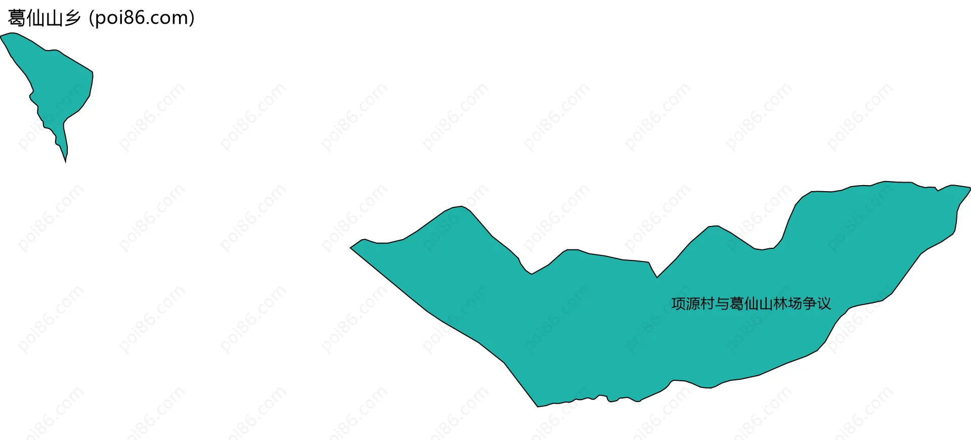 葛仙山乡边界地图(五级行政区划)