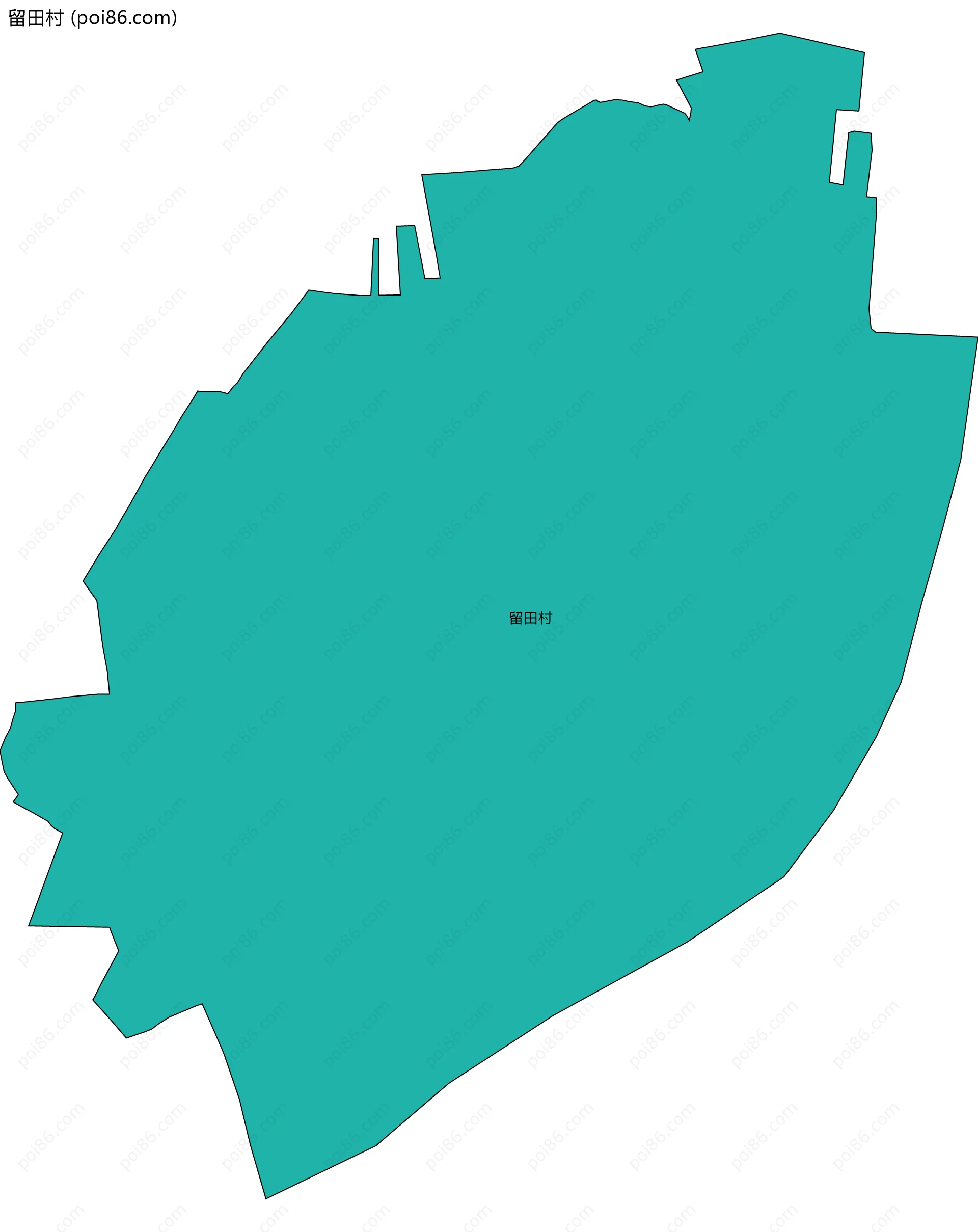 留田村边界地图