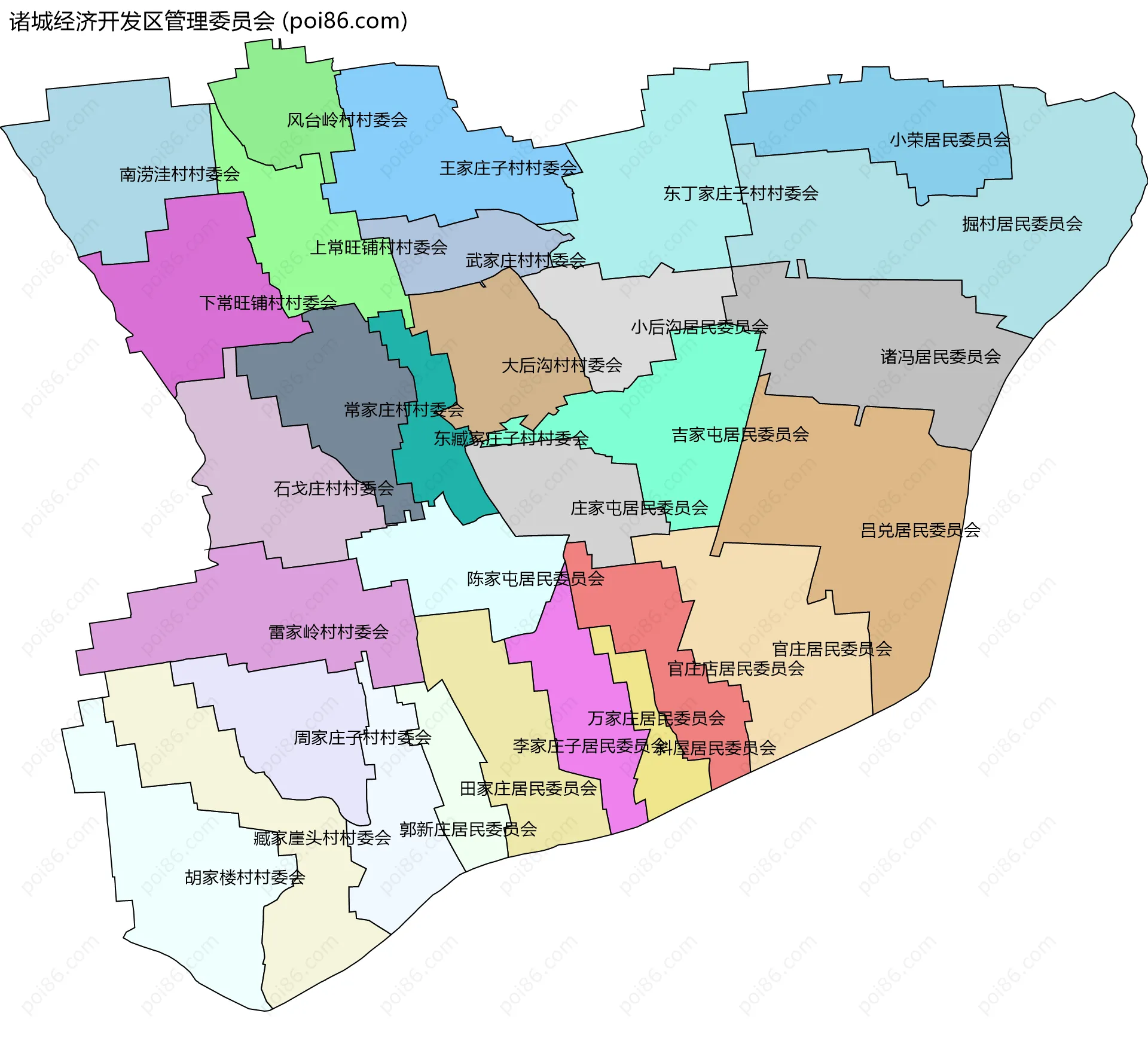 诸城经济开发区管理委员会边界地图(五级行政区划)