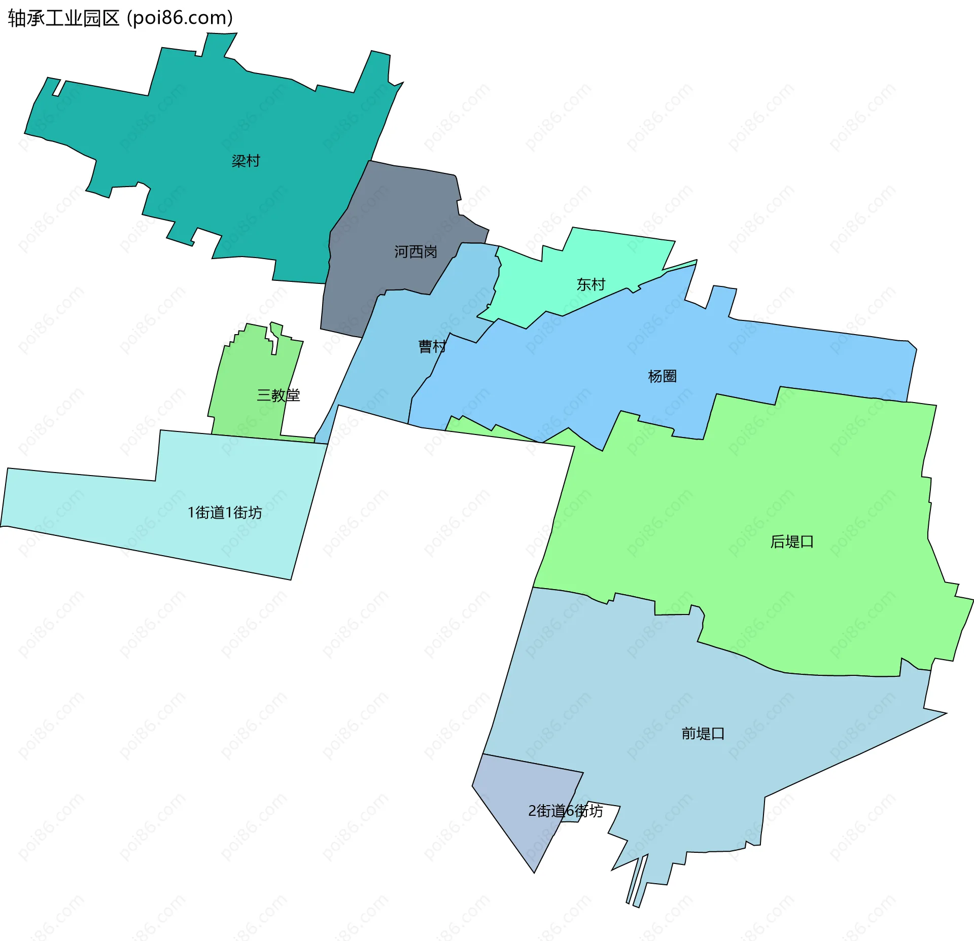 轴承工业园区边界地图(五级行政区划)