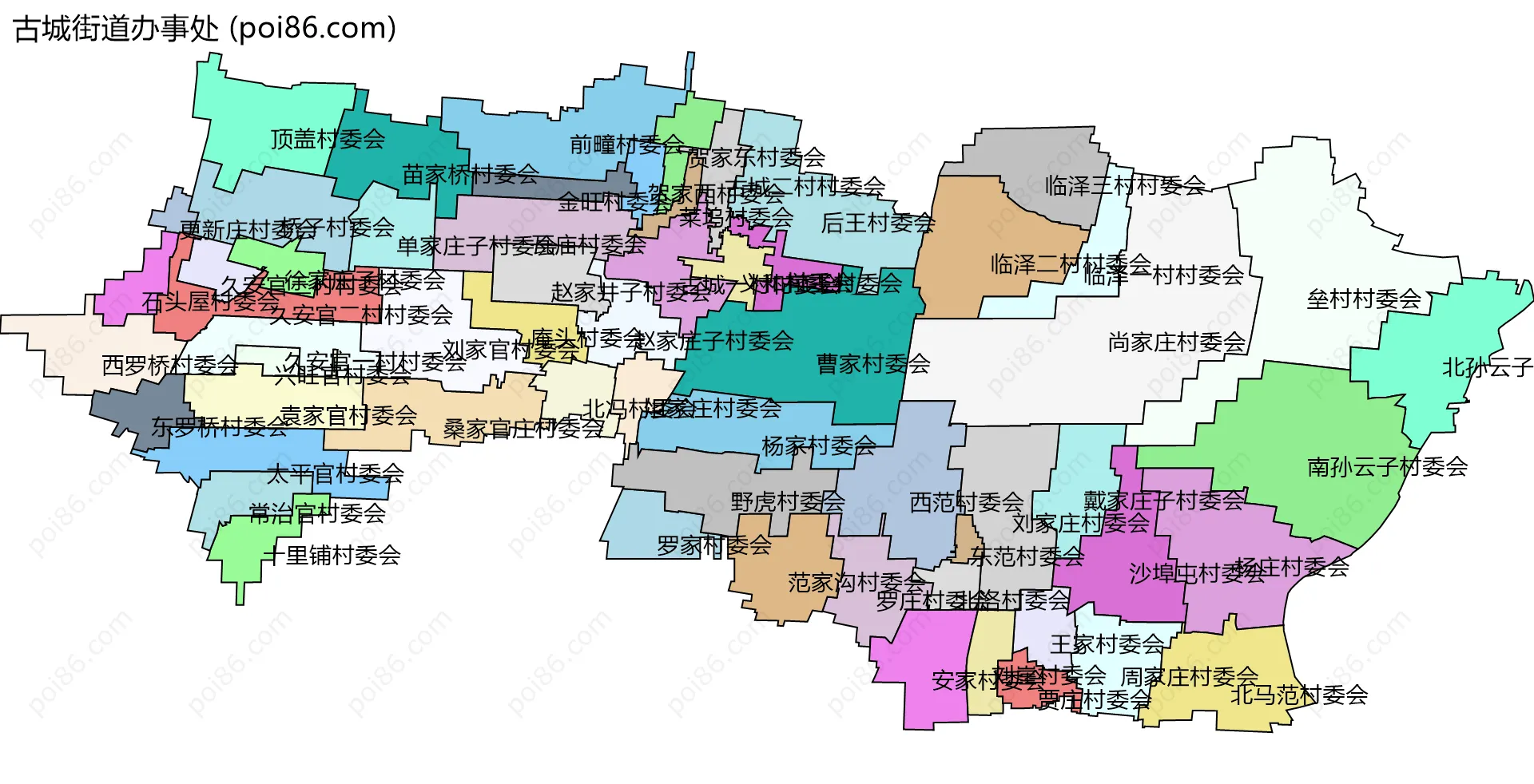 古城街道办事处边界地图(五级行政区划)