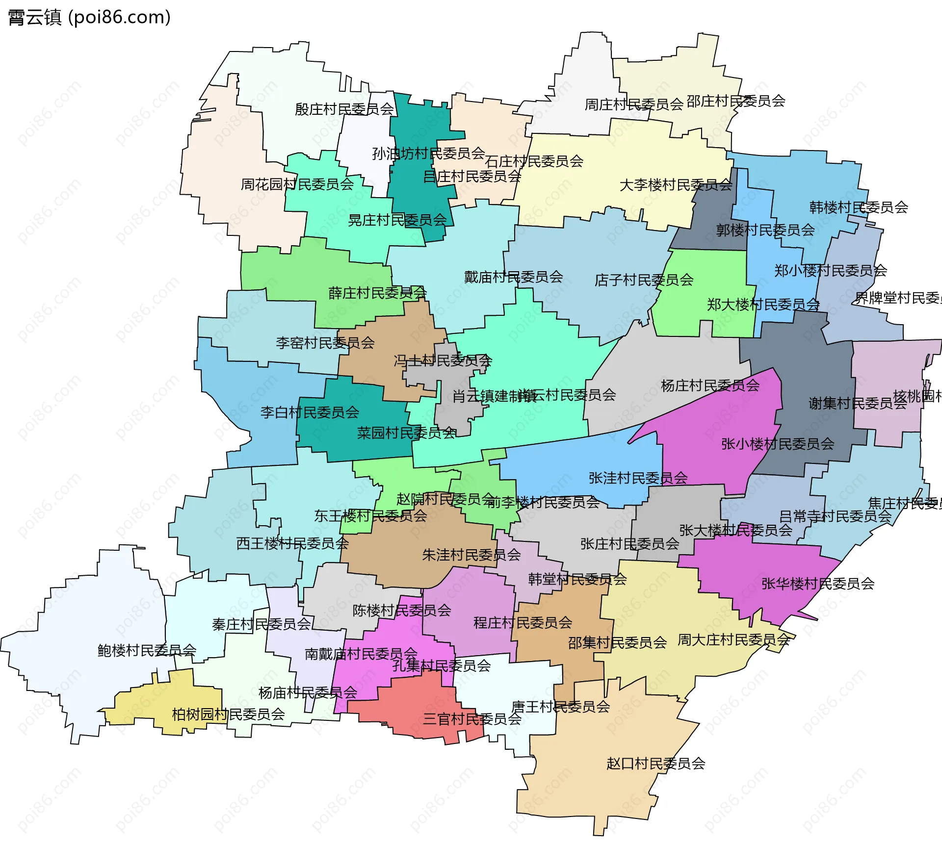 霄云镇边界地图(五级行政区划)