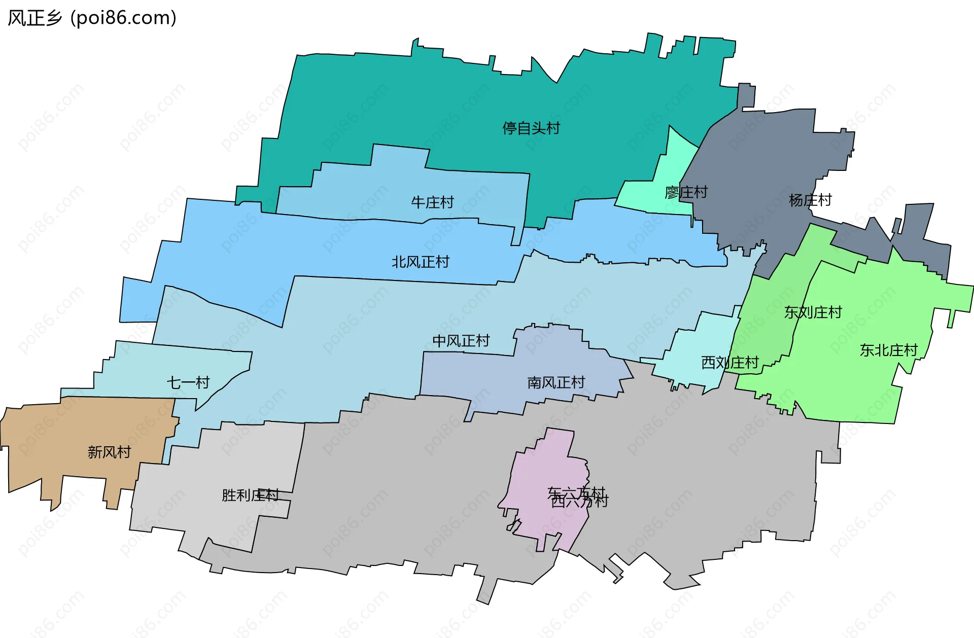 风正乡边界地图(五级行政区划)