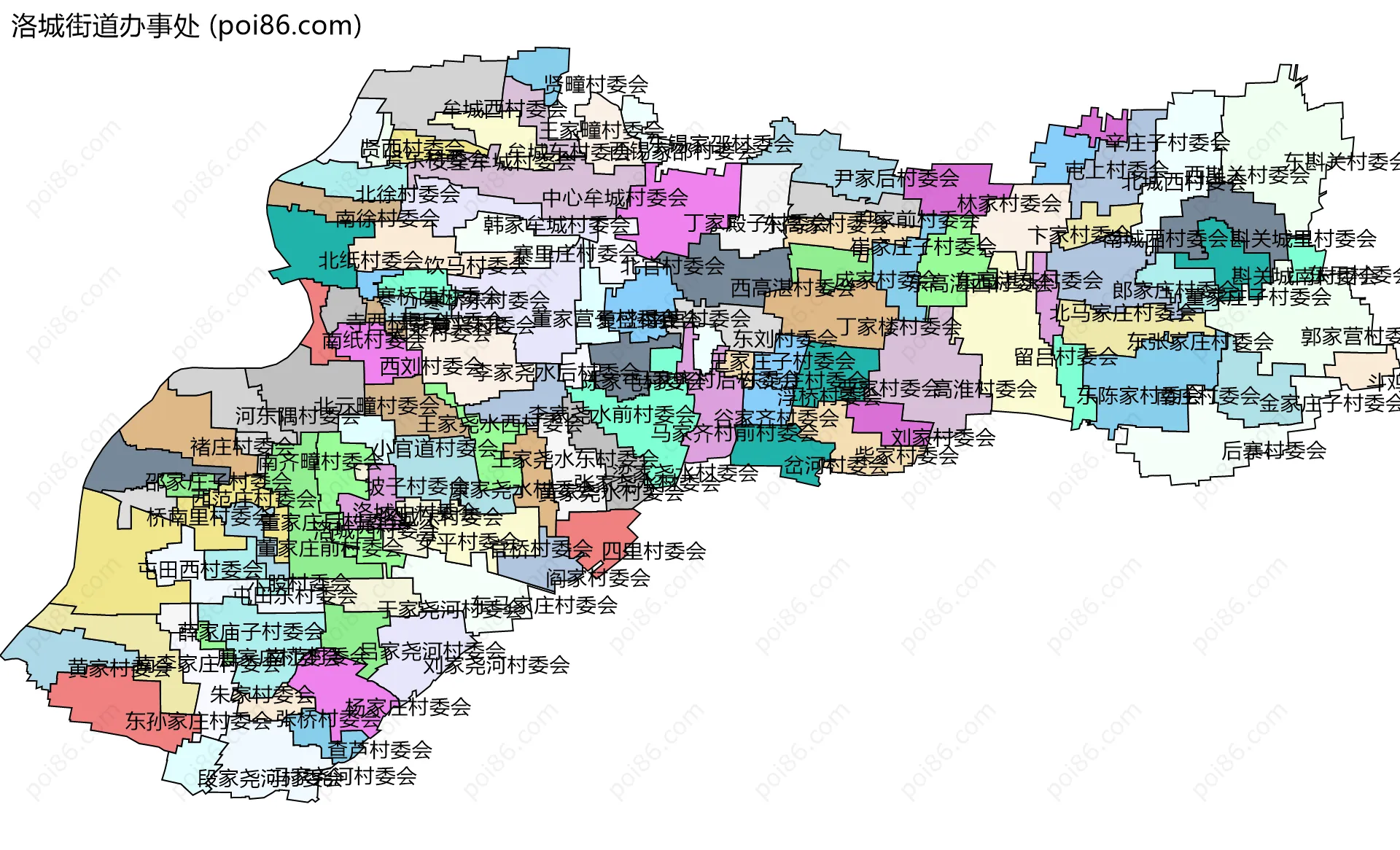 洛城街道办事处边界地图(五级行政区划)