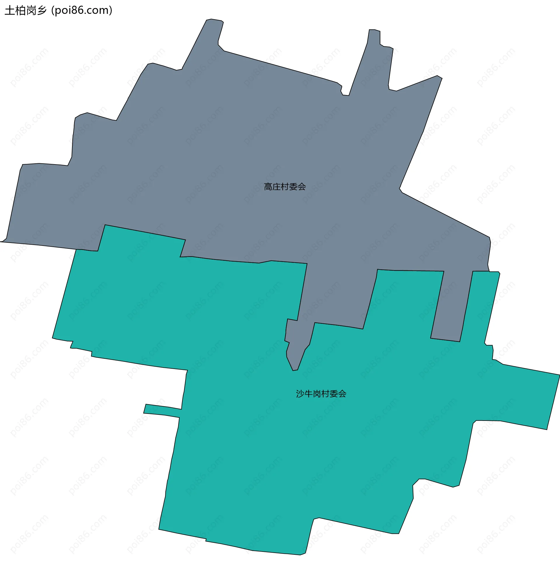 土柏岗乡边界地图(五级行政区划)