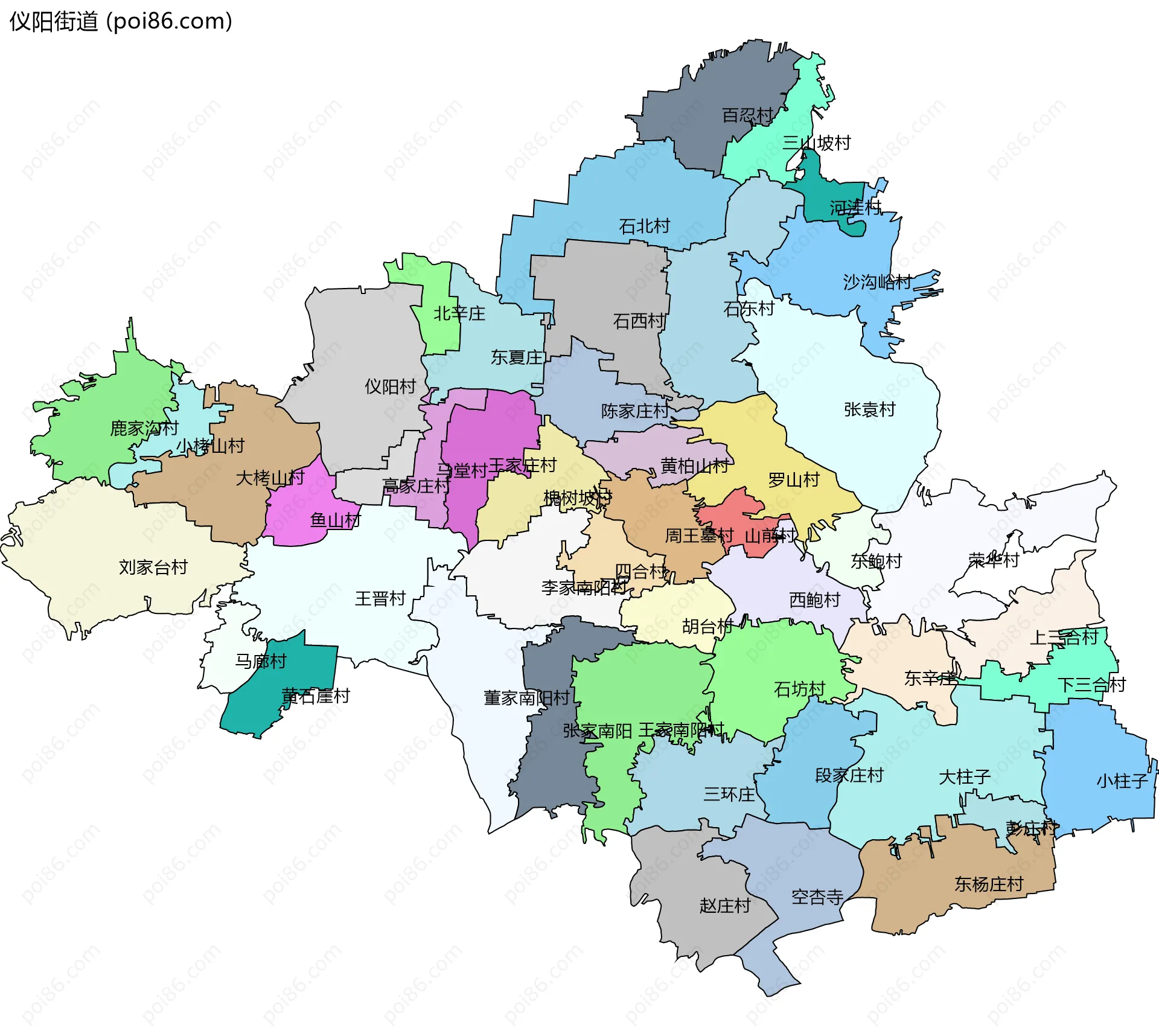 仪阳街道边界地图(五级行政区划)