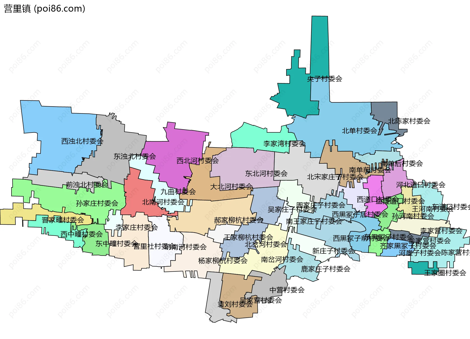 营里镇边界地图(五级行政区划)