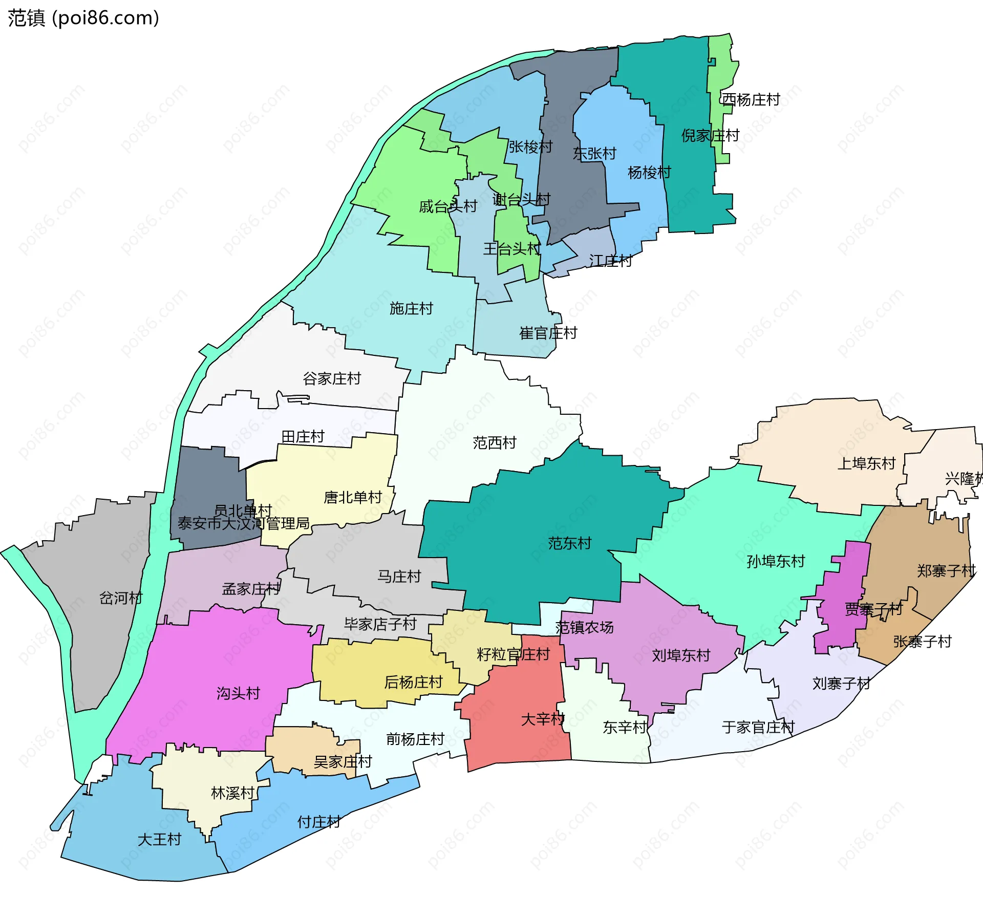 范镇边界地图(五级行政区划)