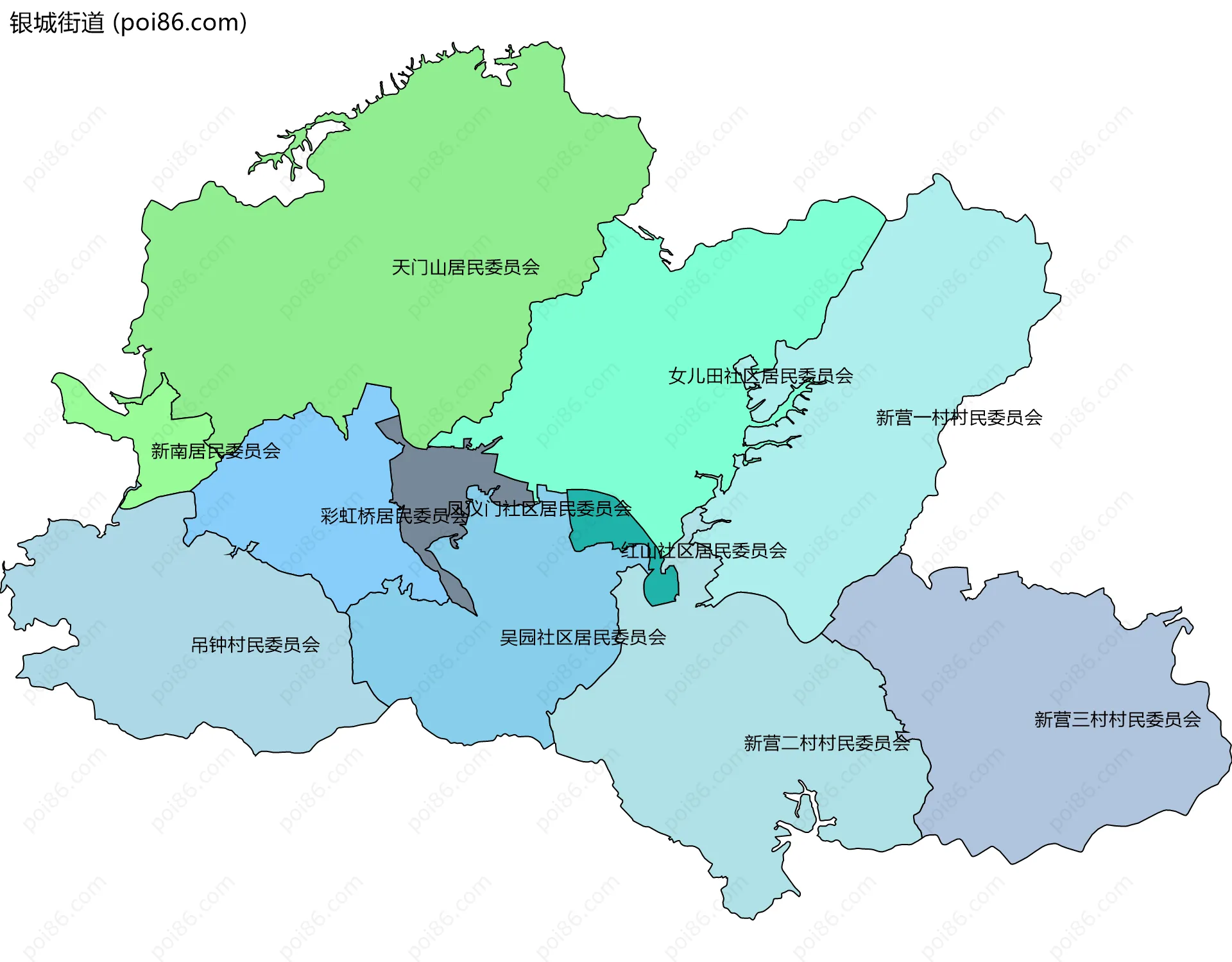 银城街道边界地图(五级行政区划)