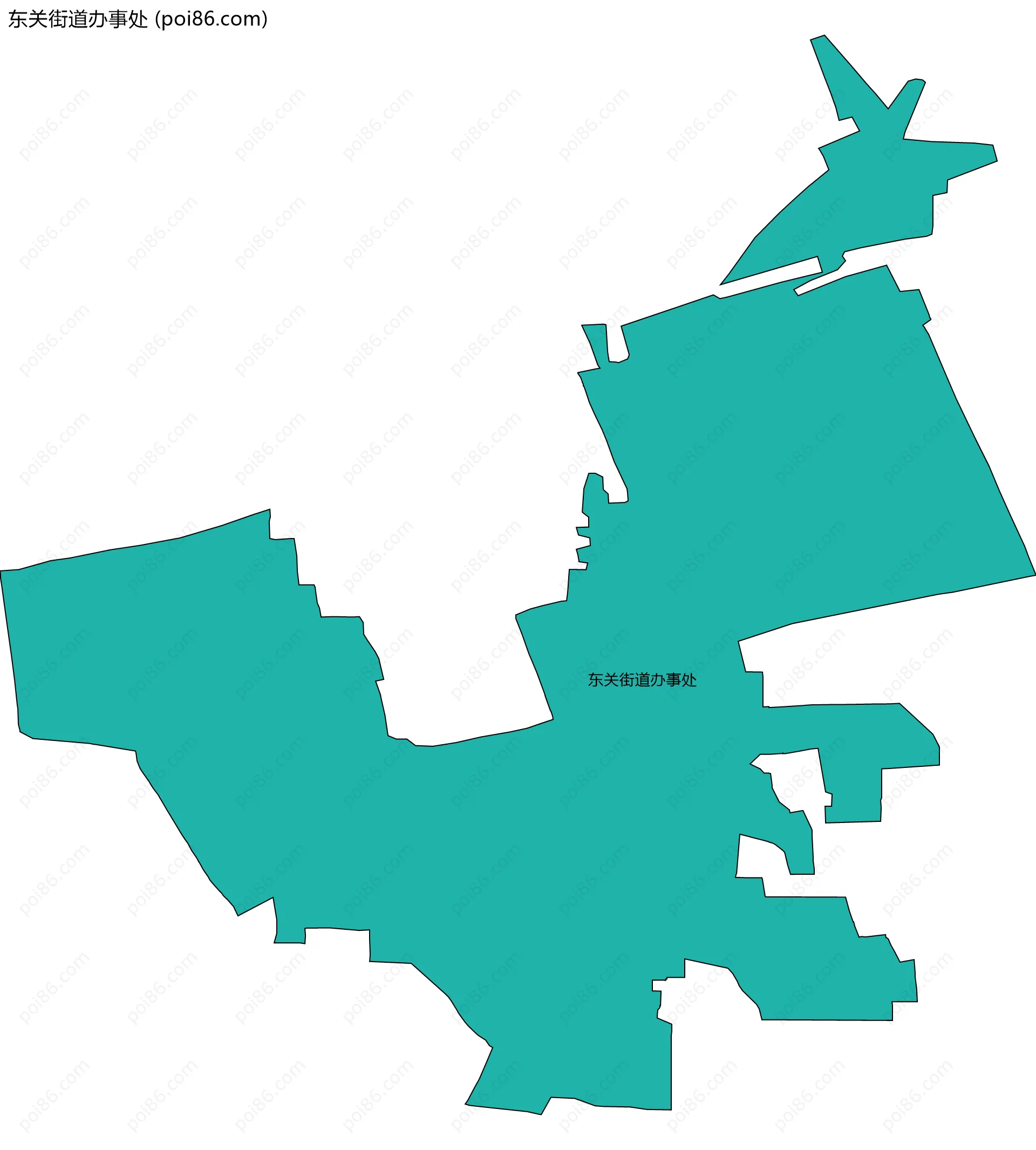 东关街道办事处边界地图(五级行政区划)