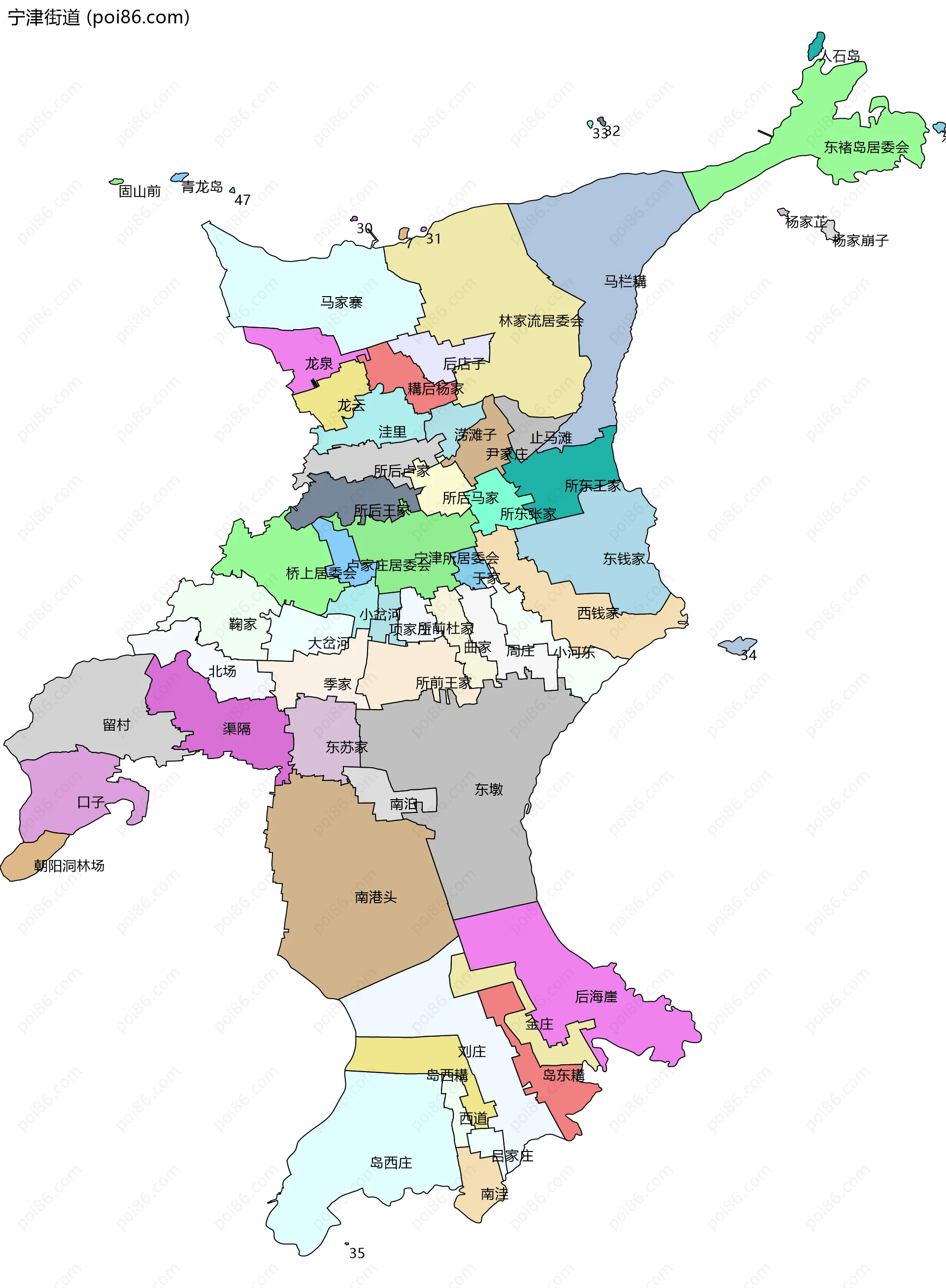 宁津街道边界地图(五级行政区划)