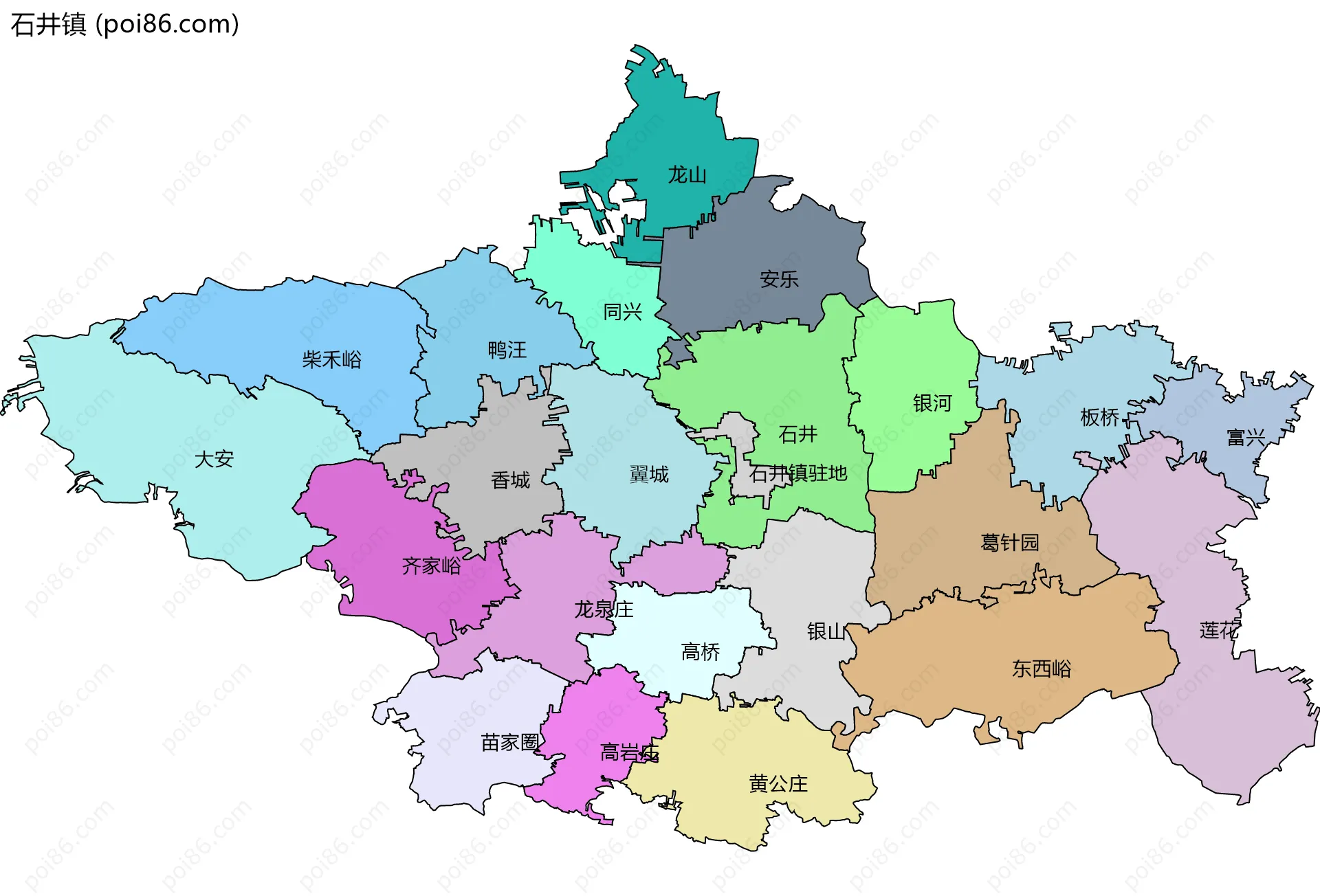 石井镇边界地图(五级行政区划)